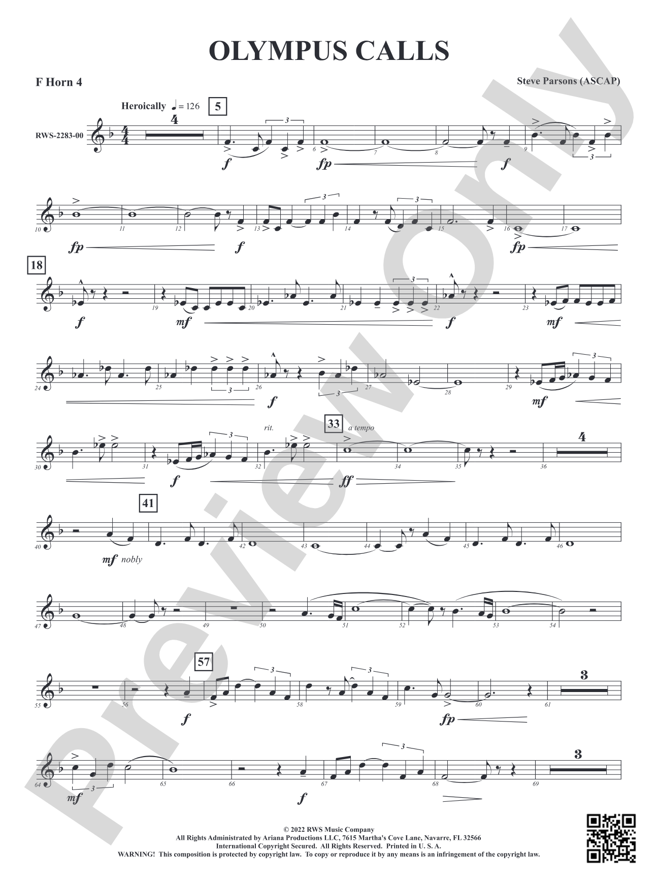 Olympus Calls: 4th F Horn