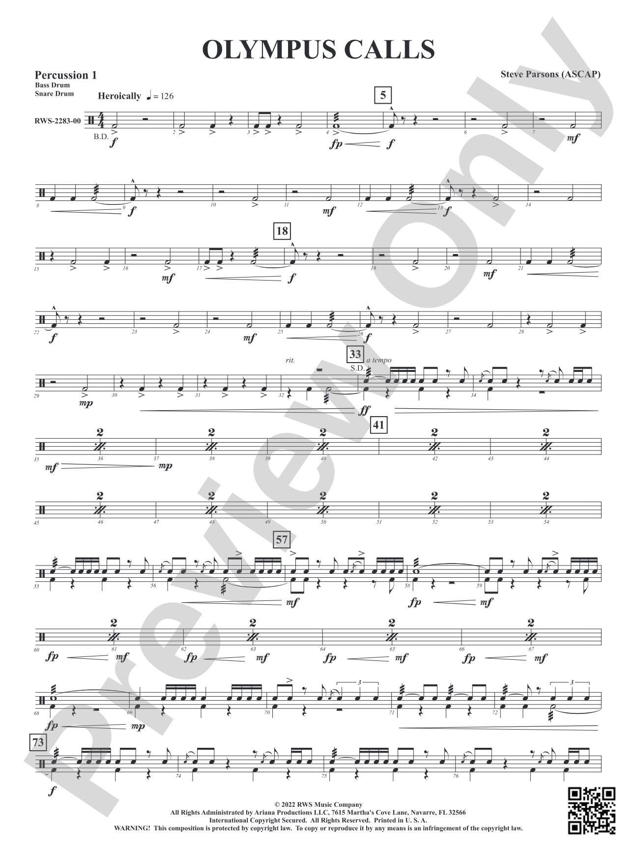 Olympus Calls: 1st Percussion