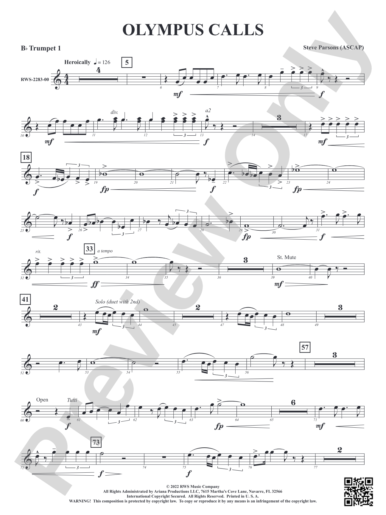 Olympus Calls: 1st B-flat Trumpet