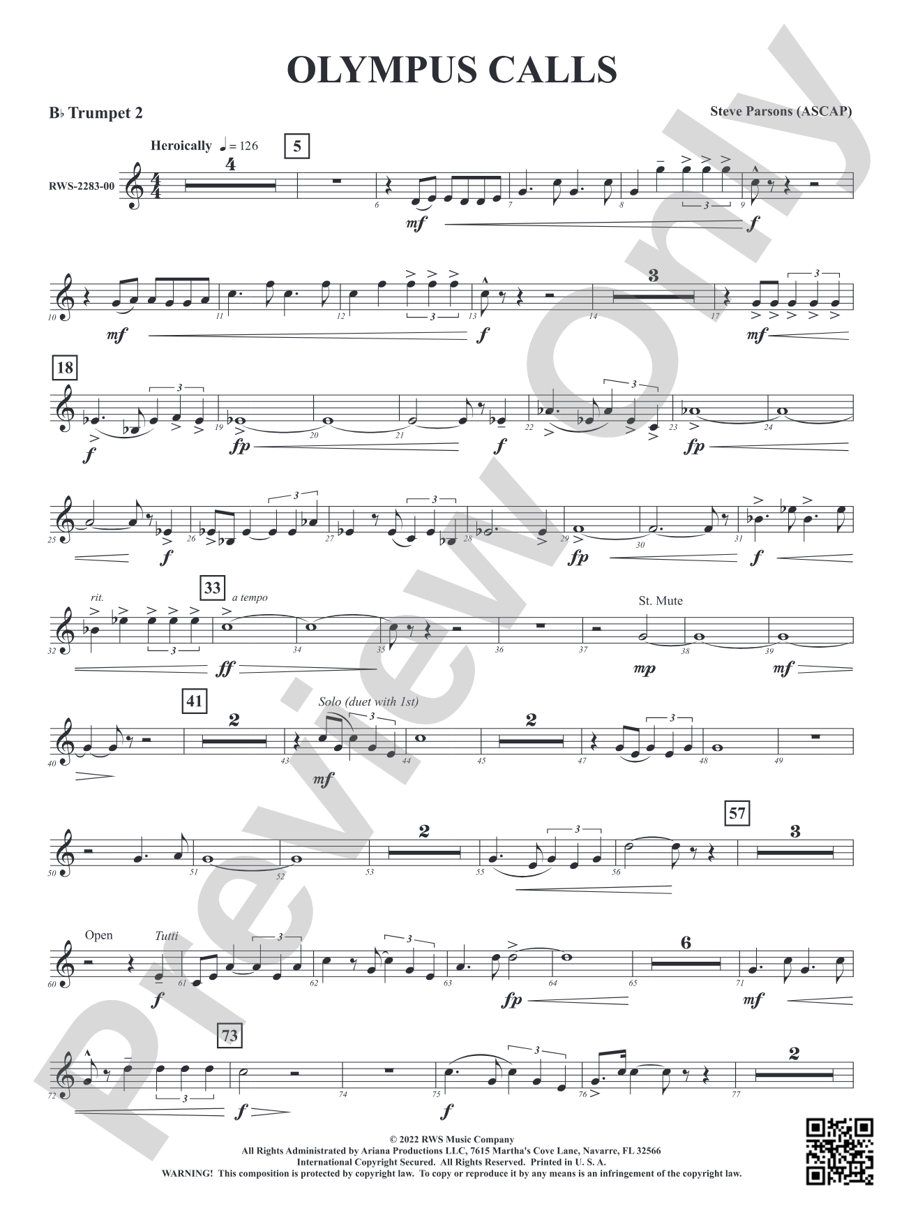 Olympus Calls: 2nd B-flat Trumpet