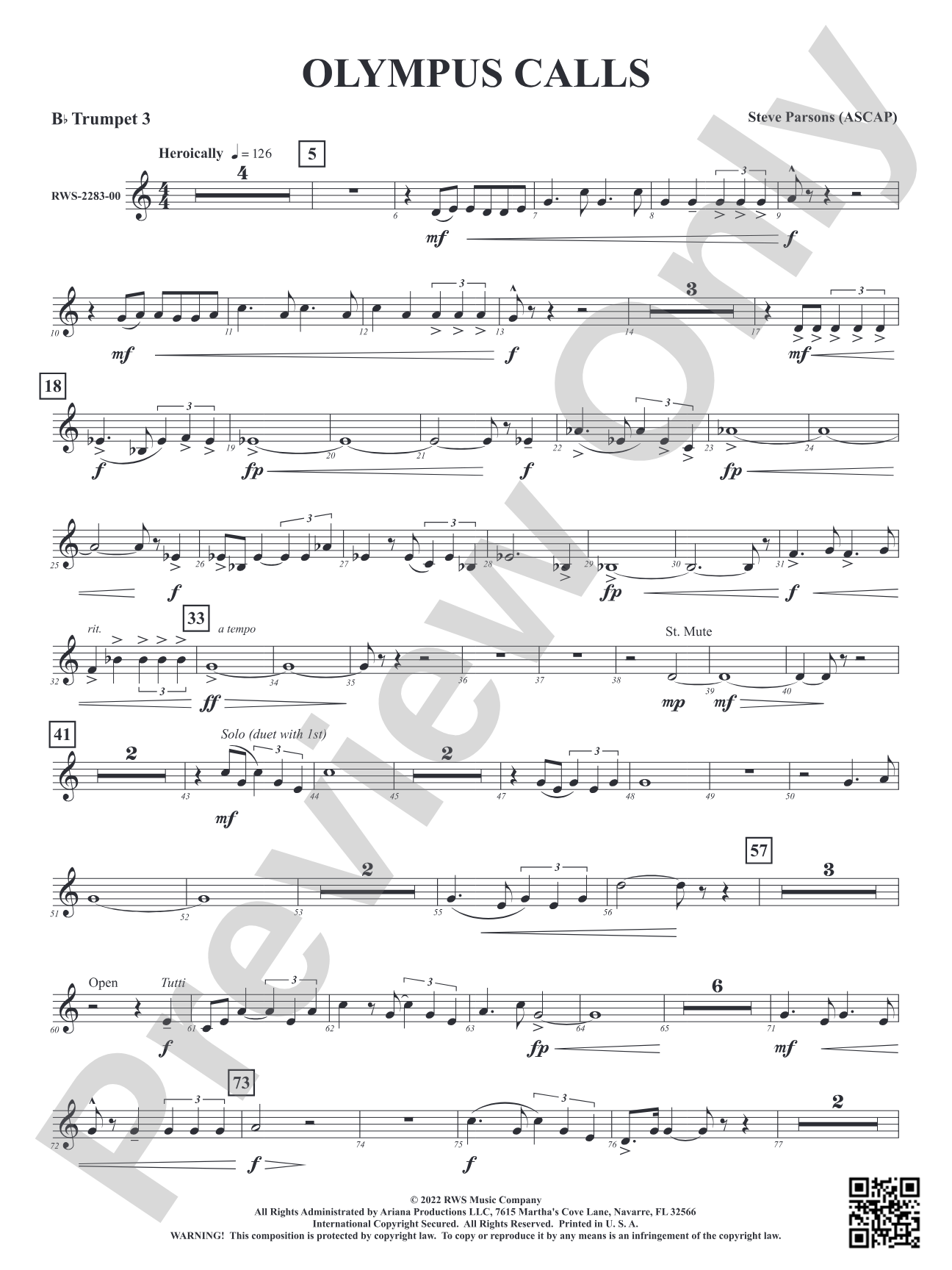Olympus Calls: 3rd B-flat Trumpet