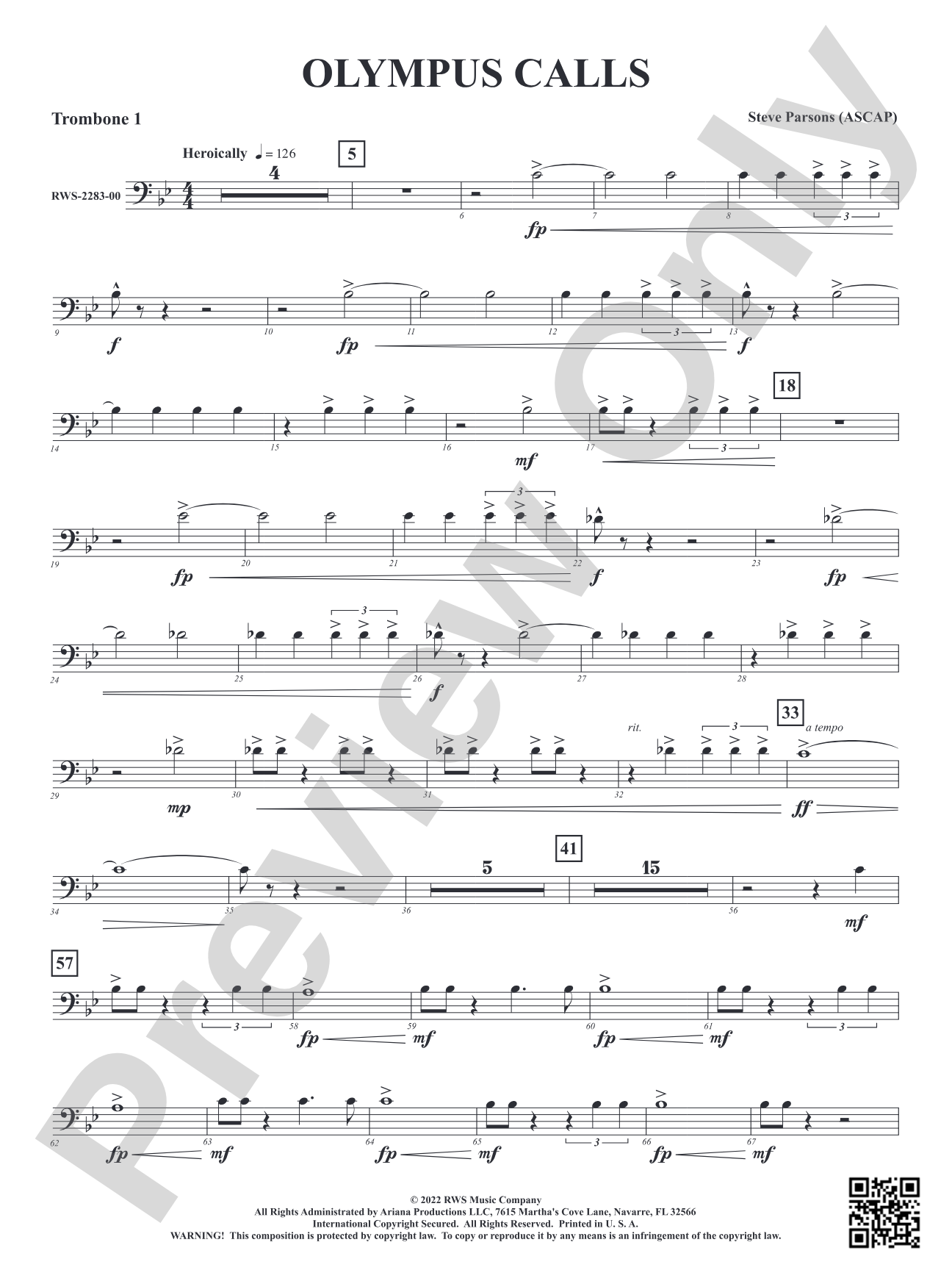 Olympus Calls: 1st Trombone