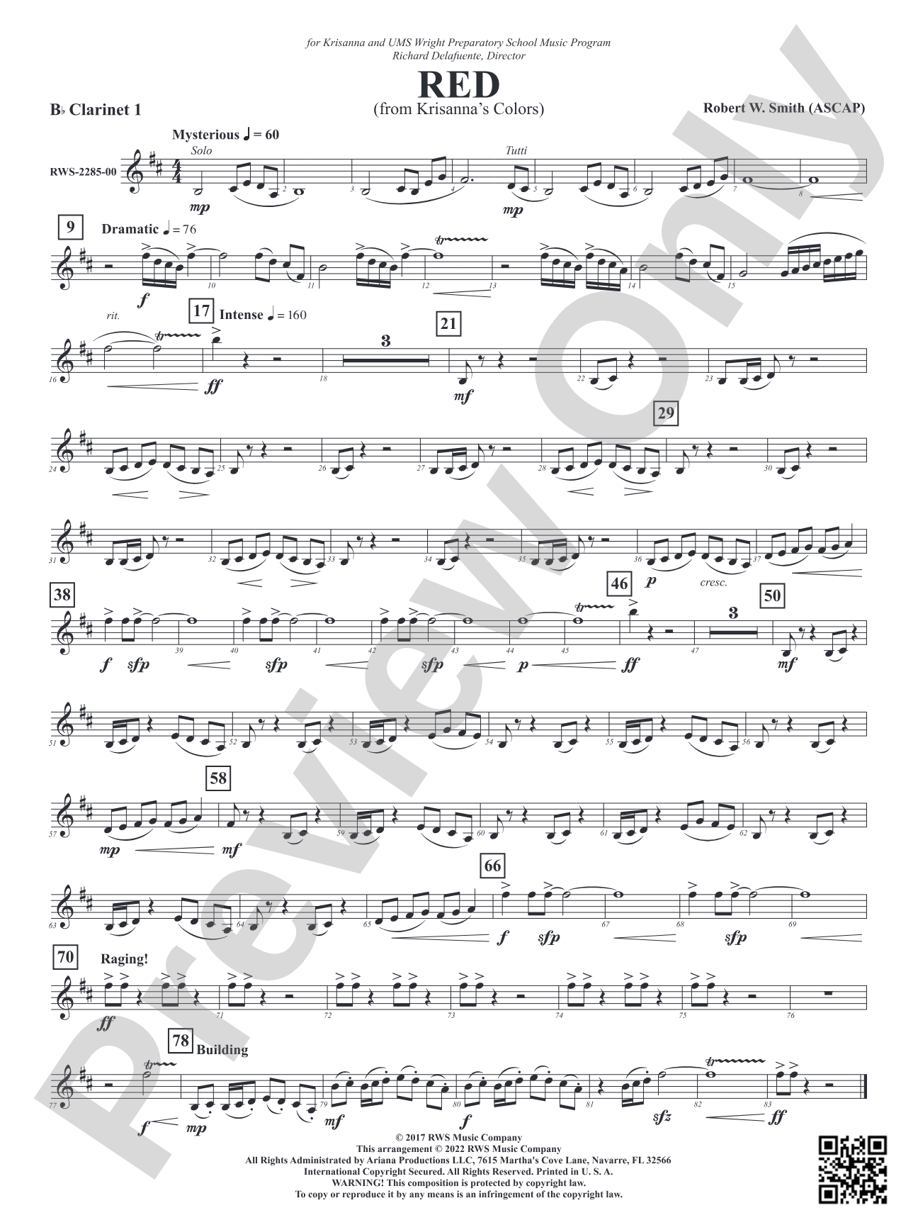 Red - From Krisanna's Colors: 1st B-flat Clarinet
