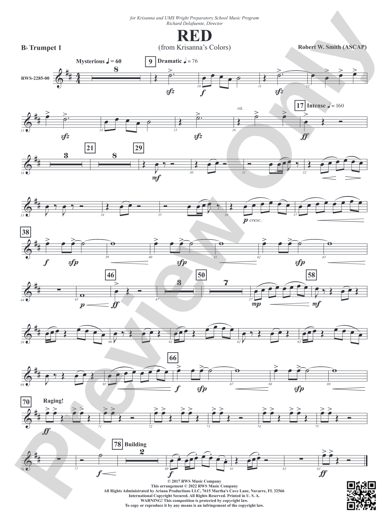 Red - From Krisanna's Colors: 1st B-flat Trumpet