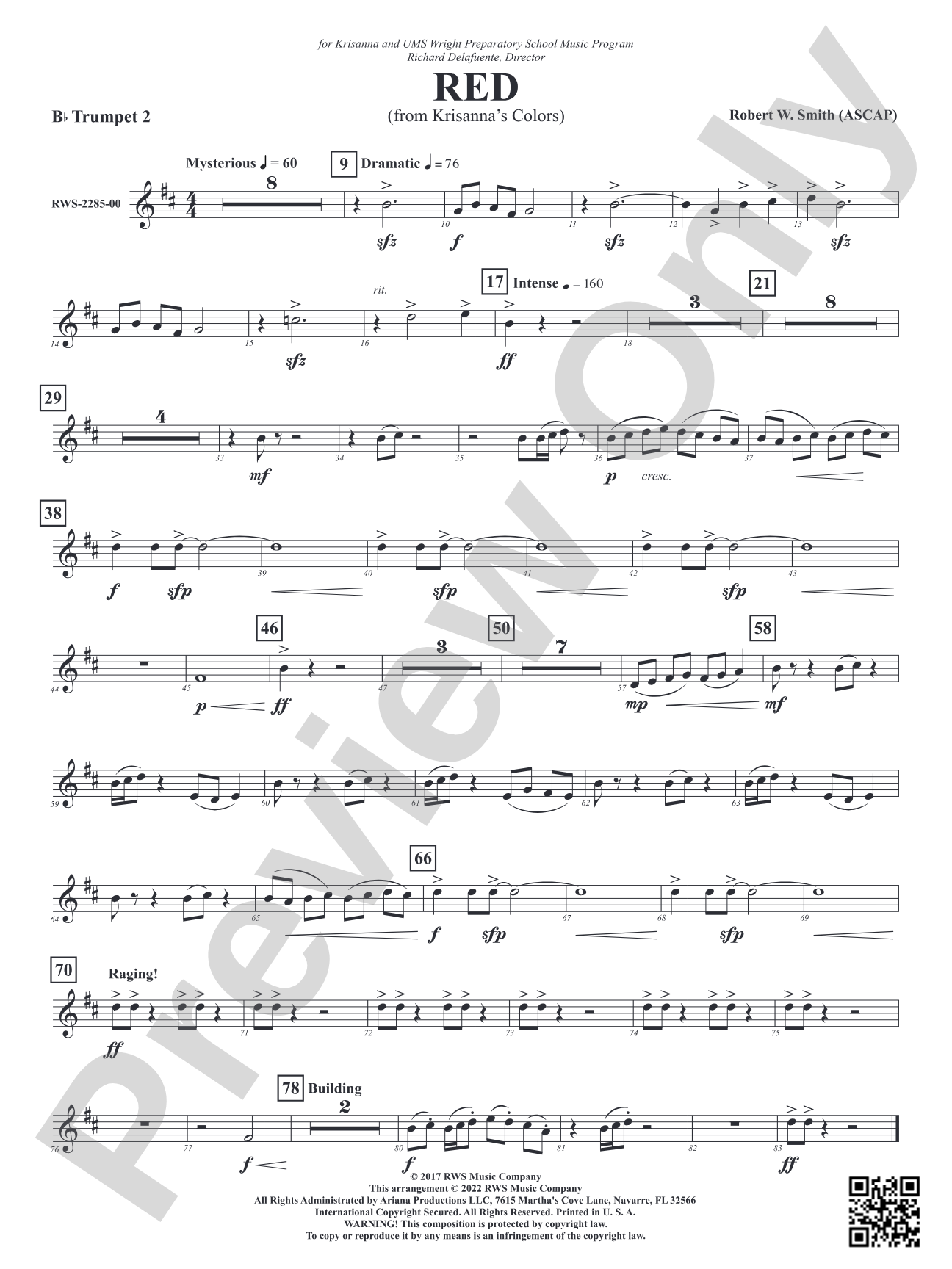 Red - From Krisanna's Colors: 2nd B-flat Trumpet