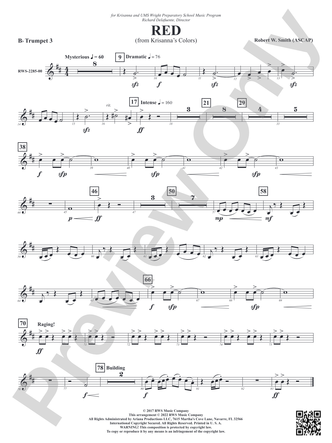 Red - From Krisanna's Colors: 3rd B-flat Trumpet