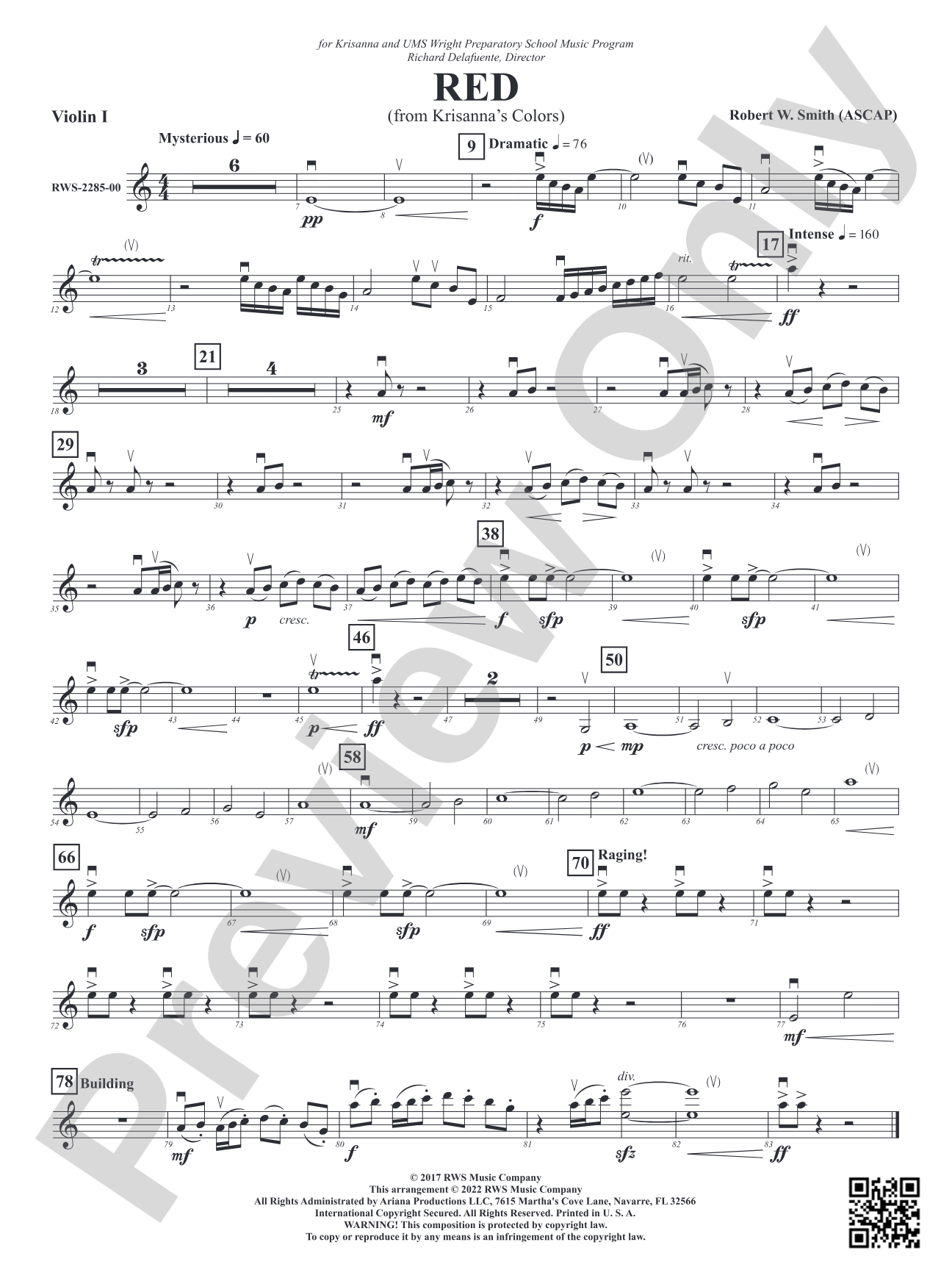 Red - From Krisanna's Colors: 1st Violin