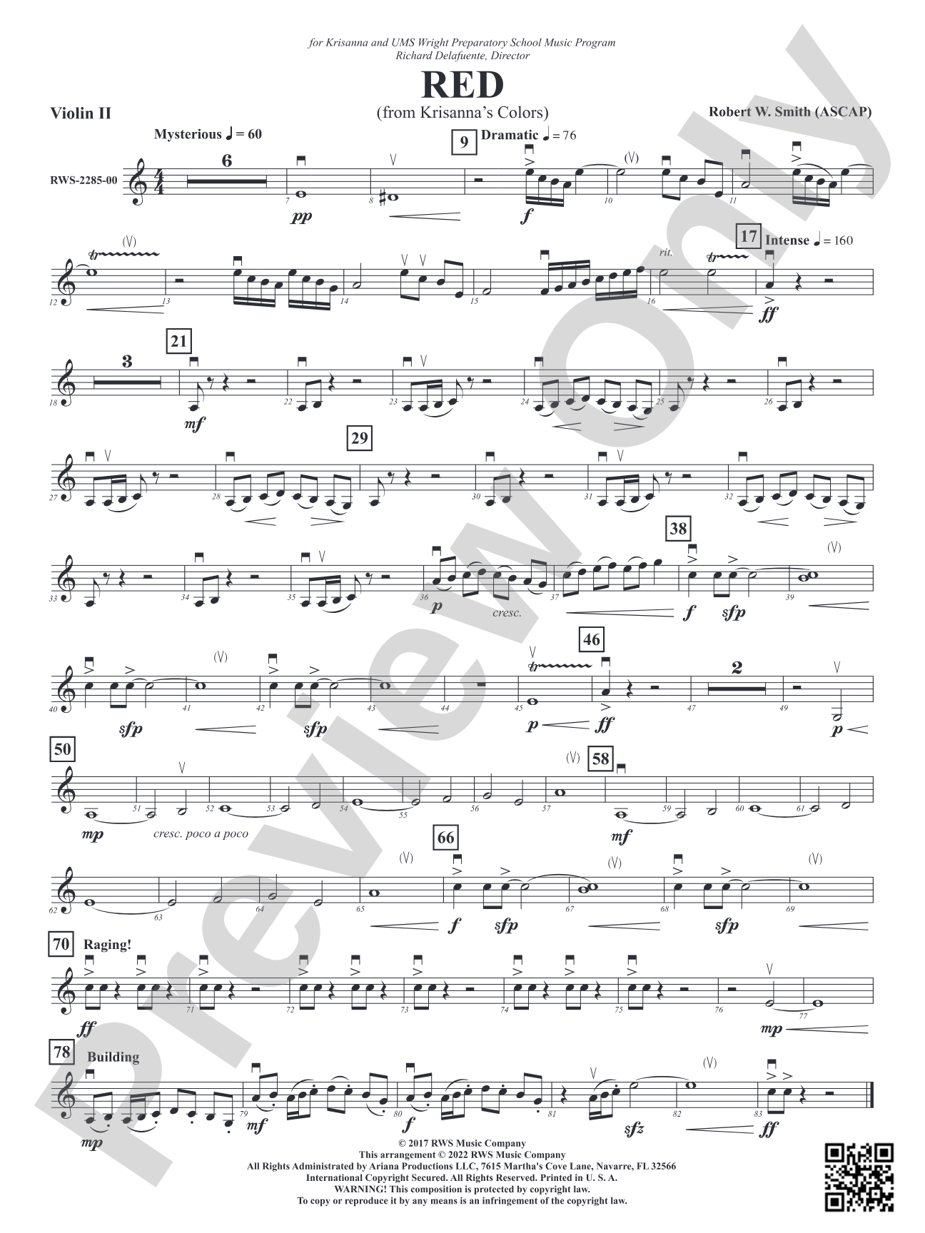 Red - From Krisanna's Colors: 2nd Violin