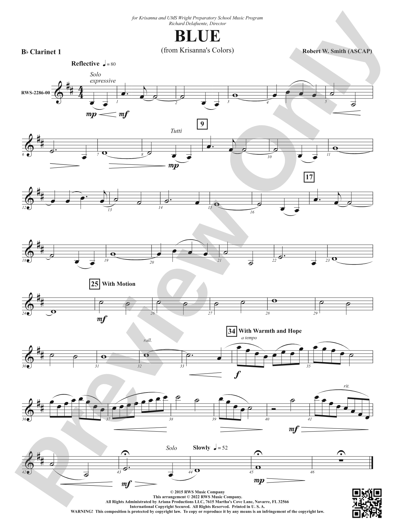 Blue - From Krisanna's Colors: 1st B-flat Clarinet