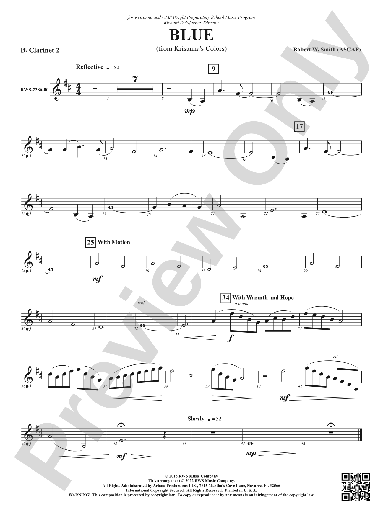 Blue - From Krisanna's Colors: 2nd B-flat Clarinet