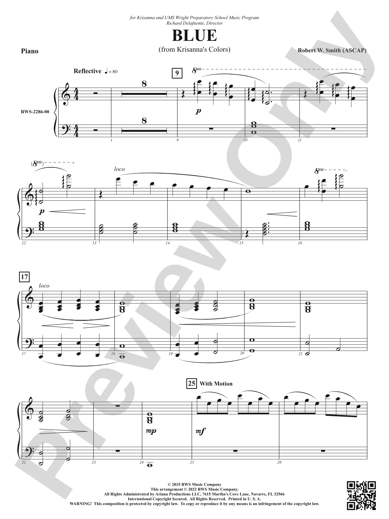 Blue - From Krisanna's Colors: Piano Accompaniment