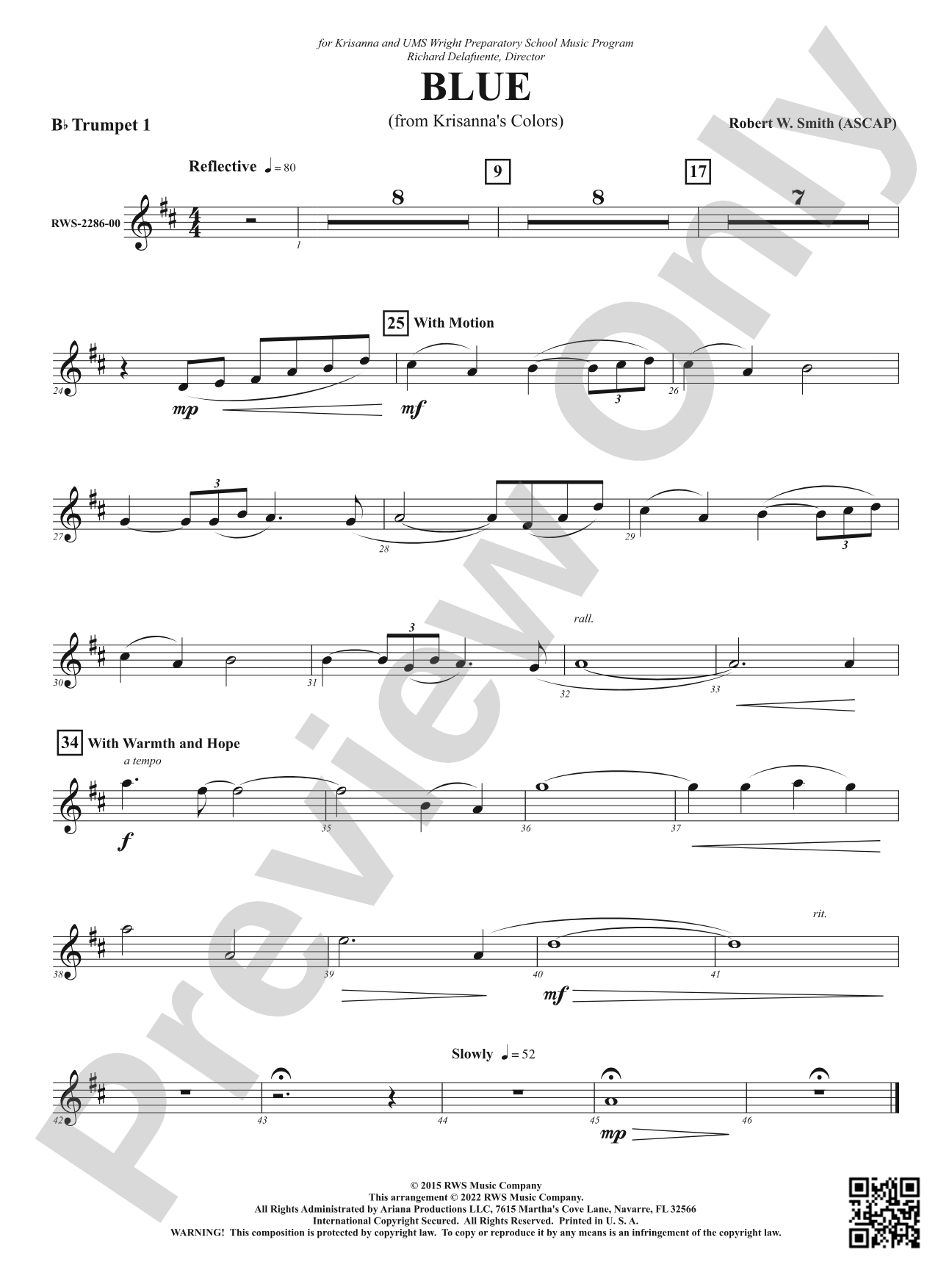 Blue - From Krisanna's Colors: 1st B-flat Trumpet