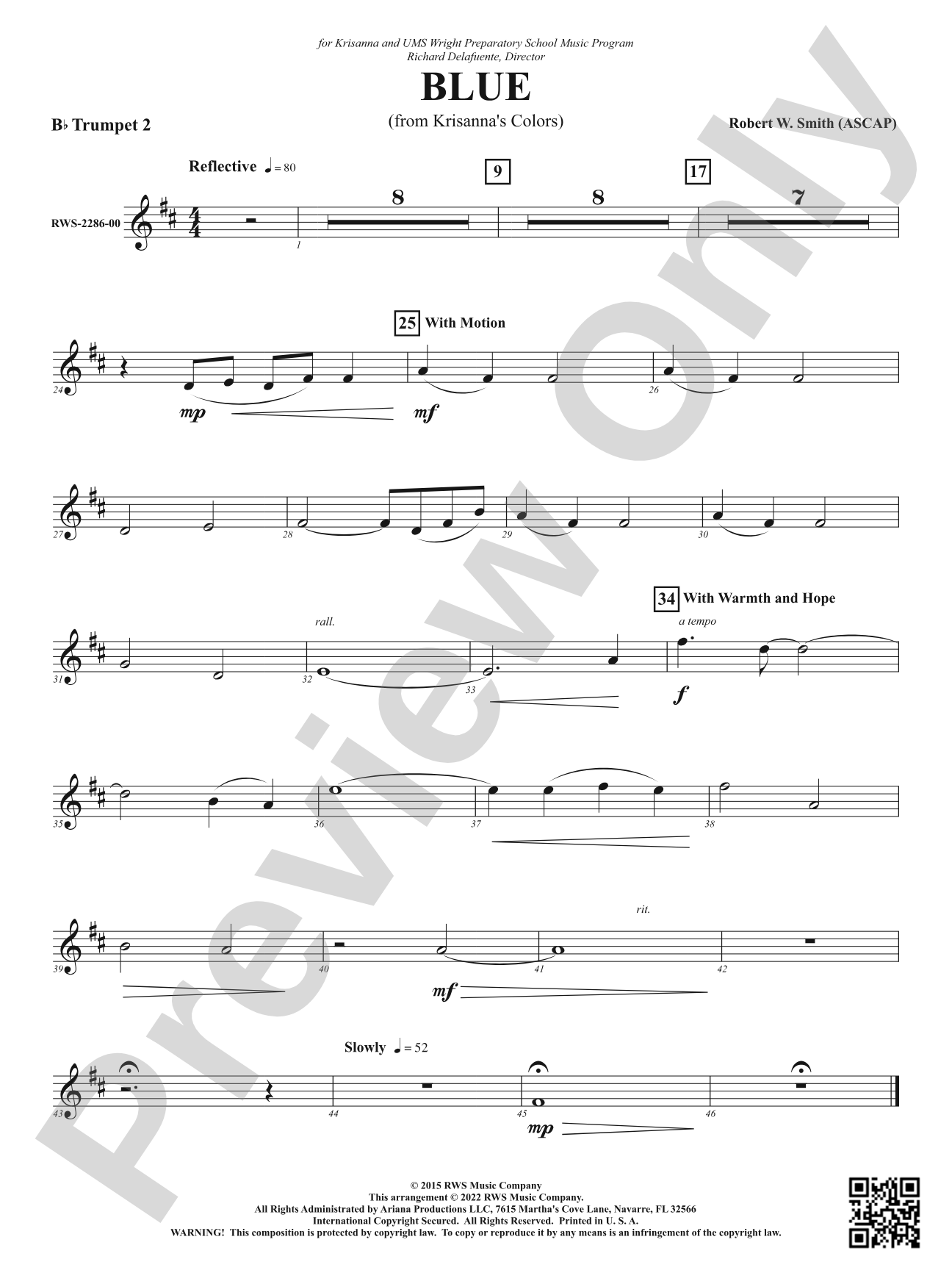 Blue - From Krisanna's Colors: 2nd B-flat Trumpet
