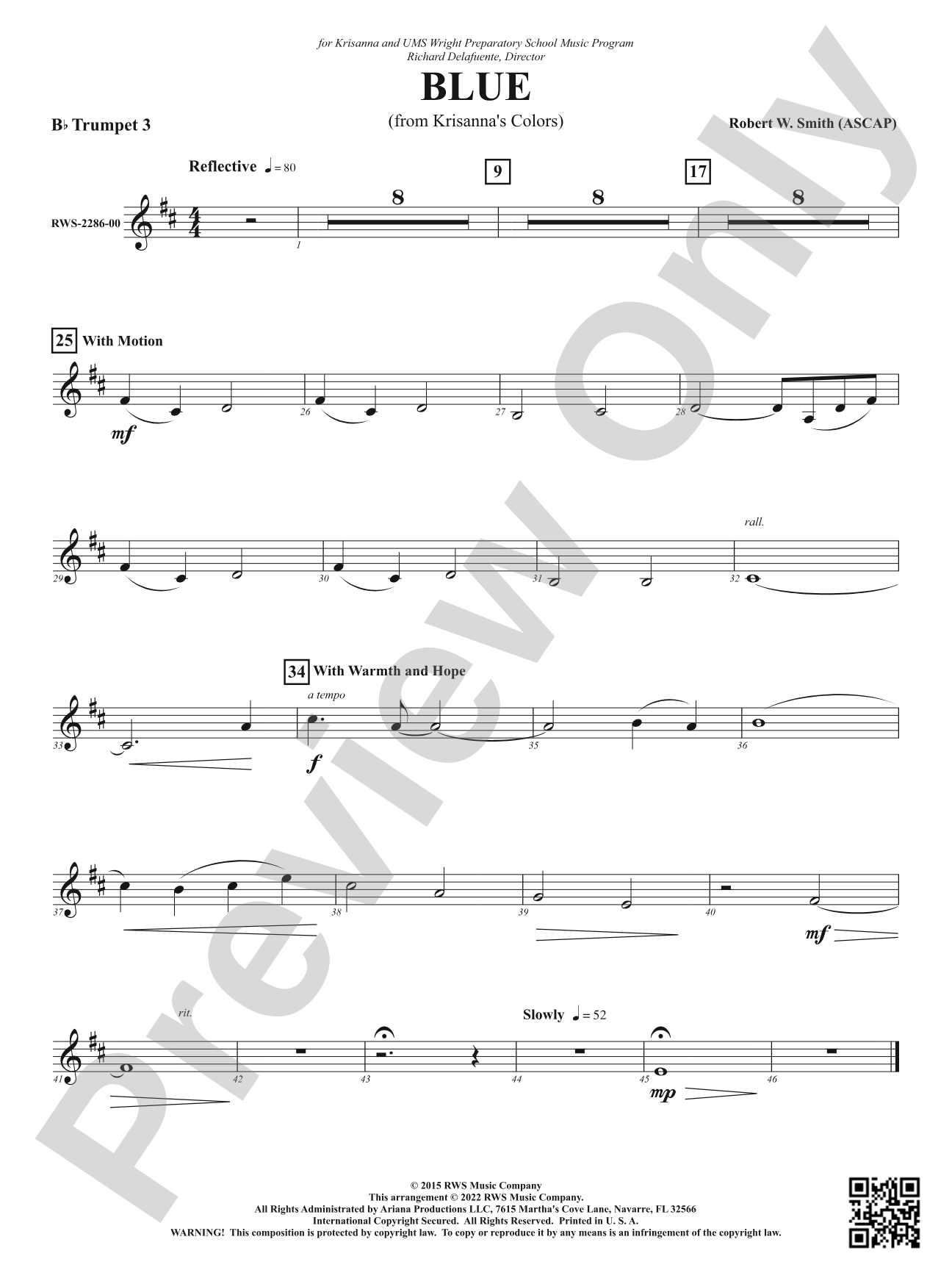 Blue - From Krisanna's Colors: 3rd B-flat Trumpet