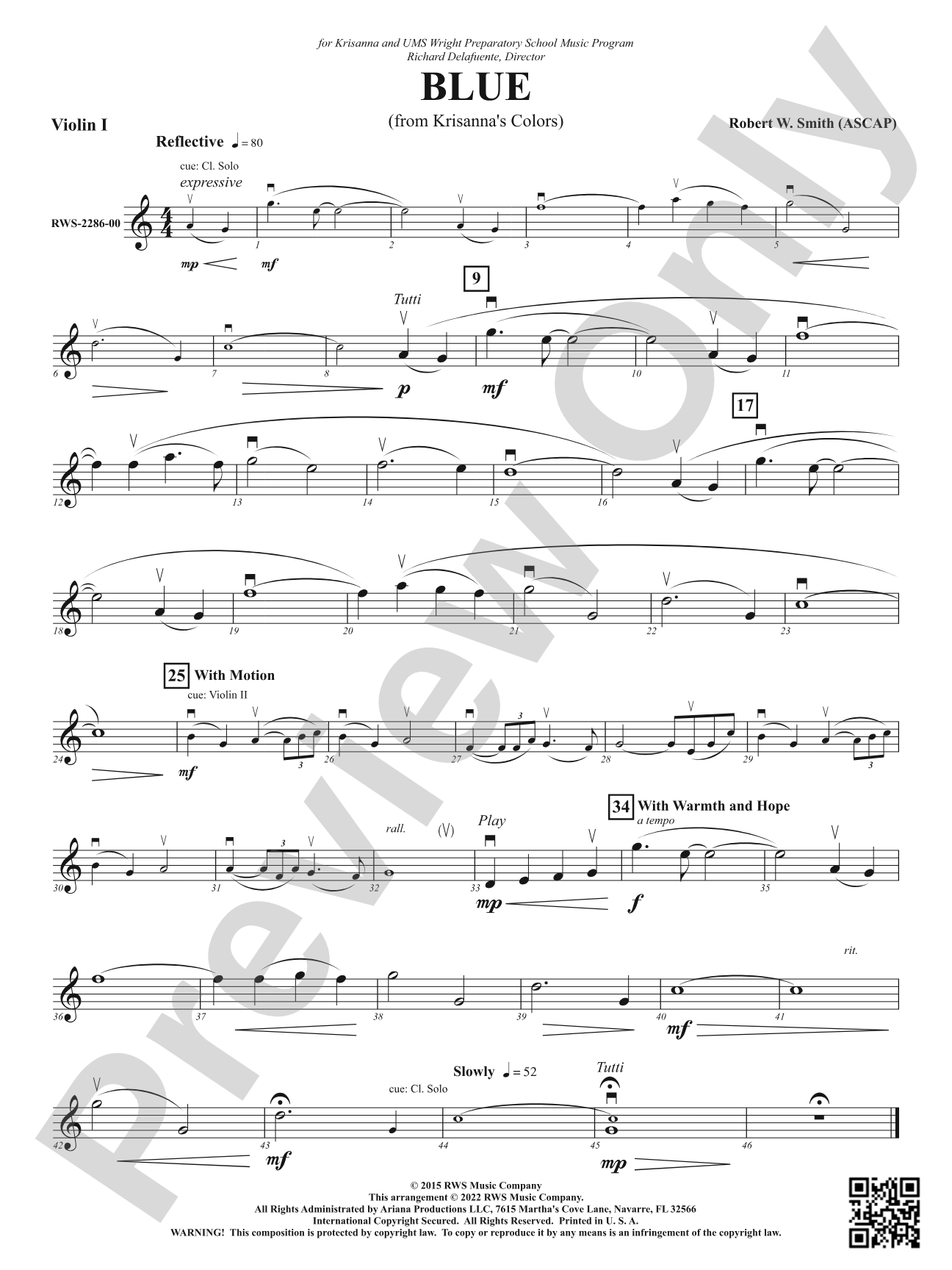 Blue - From Krisanna's Colors: 1st Violin