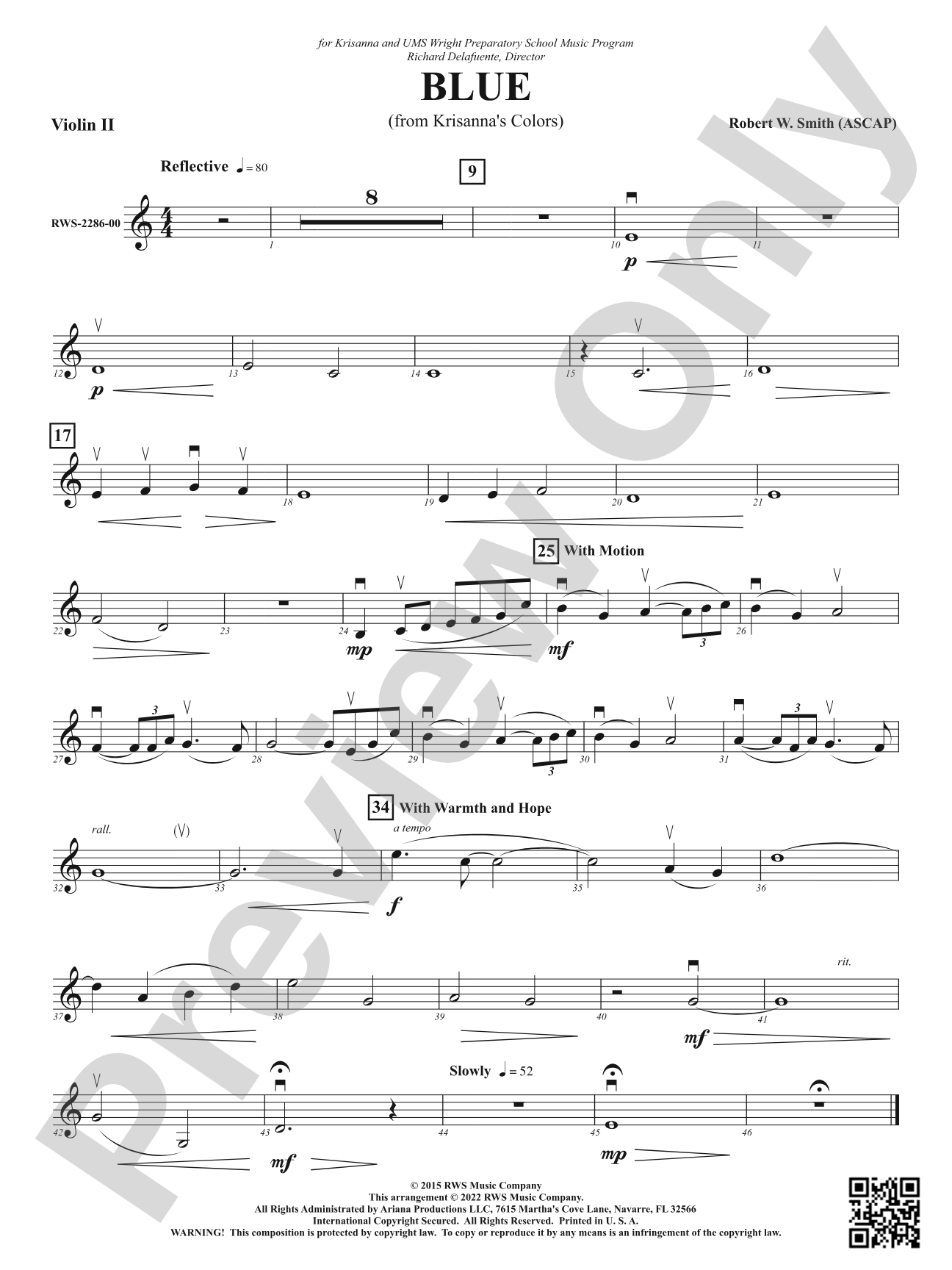 Blue - From Krisanna's Colors: 2nd Violin