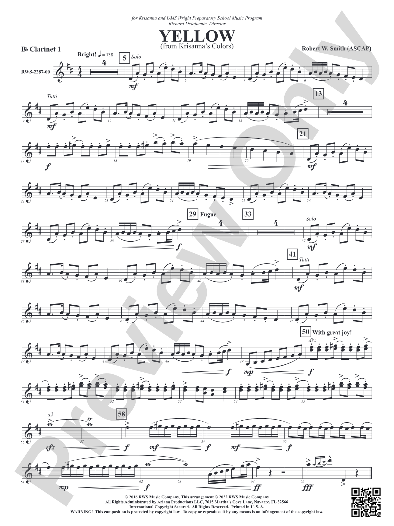 Yellow - From Krisanna's Colors: 1st B-flat Clarinet