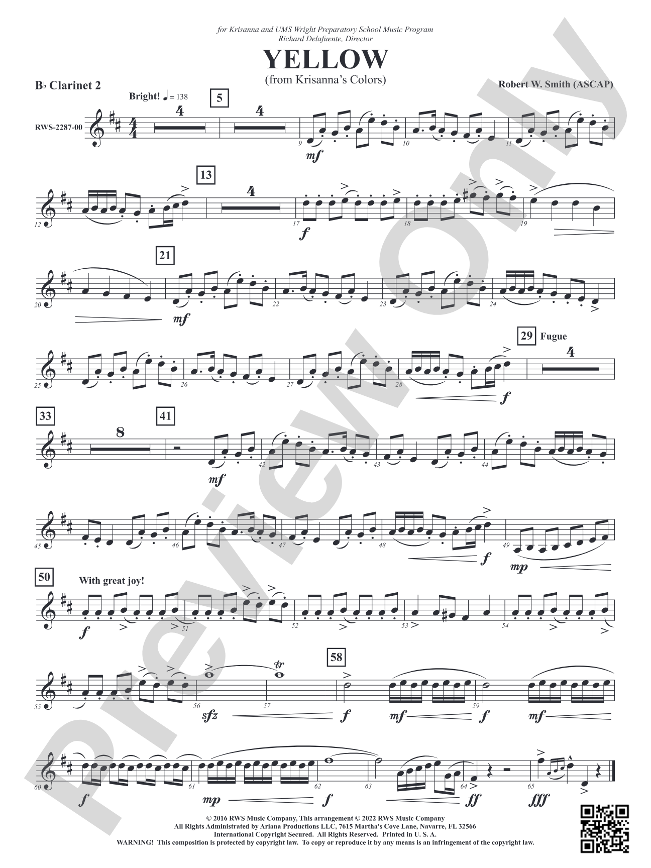 Yellow - From Krisanna's Colors: 2nd B-flat Clarinet