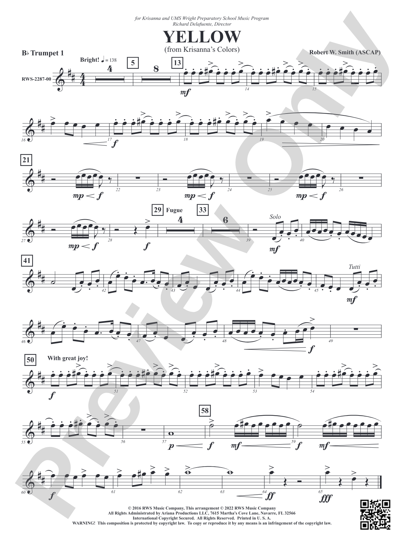 Yellow - From Krisanna's Colors: 1st B-flat Trumpet
