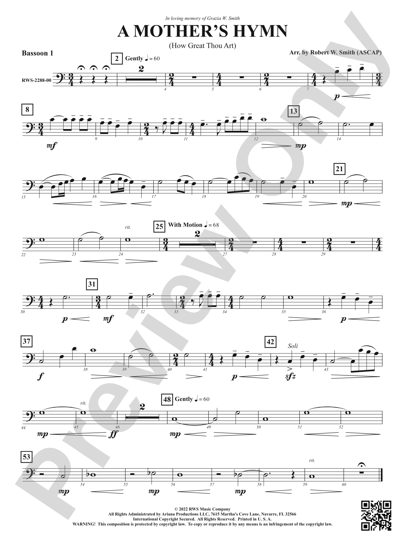 A Mother's Hymn - How Great Thou Art: Bassoon