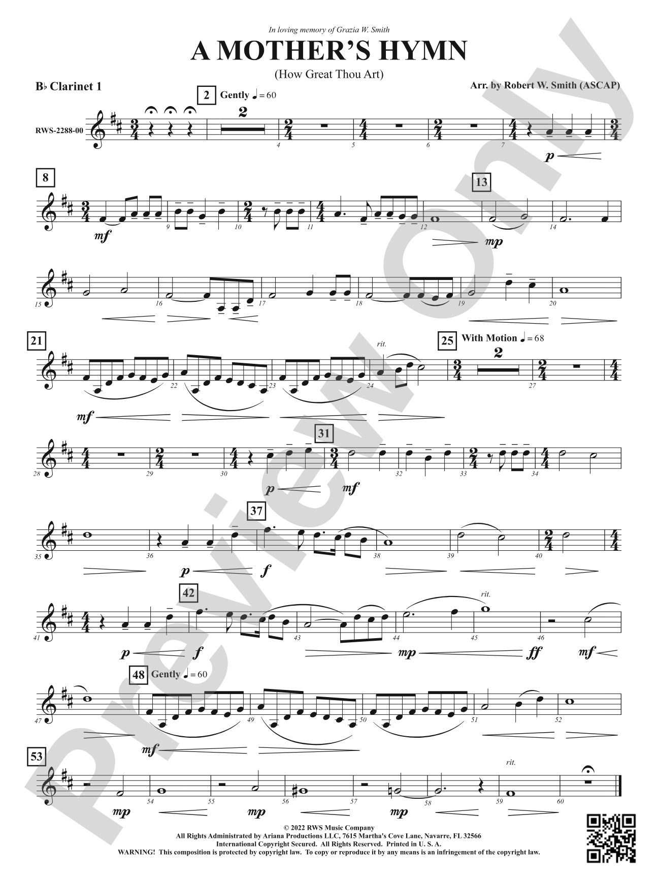 A Mother's Hymn - How Great Thou Art: 1st B-flat Clarinet