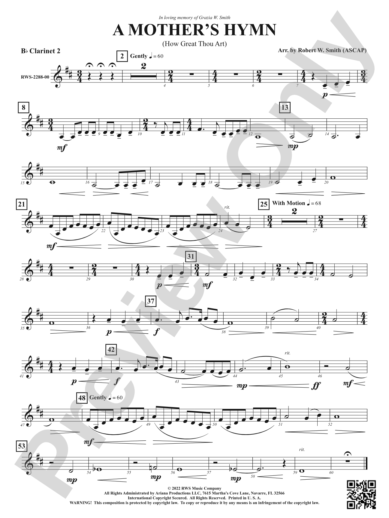 A Mother's Hymn - How Great Thou Art: 2nd B-flat Clarinet