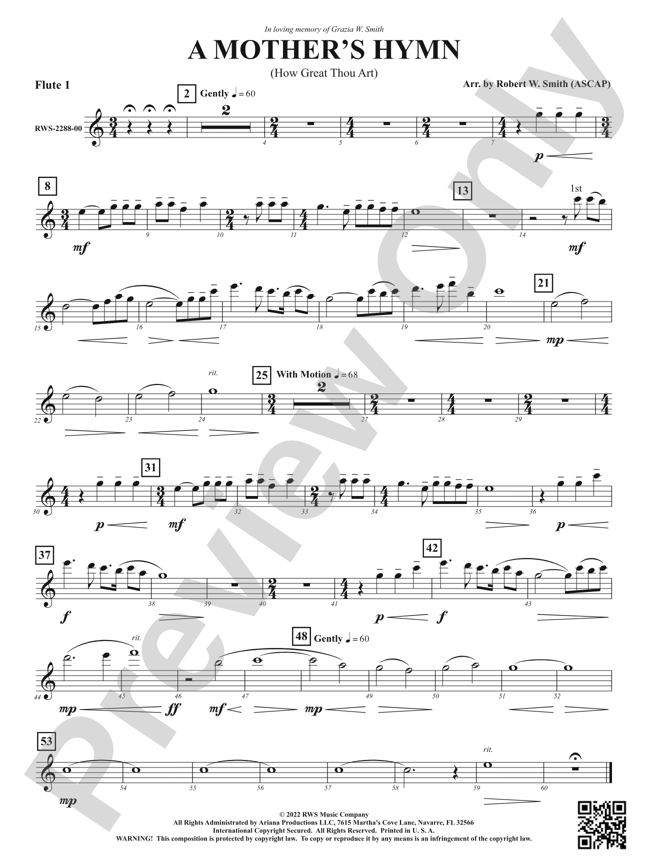 A Mother's Hymn - How Great Thou Art: 1st Flute