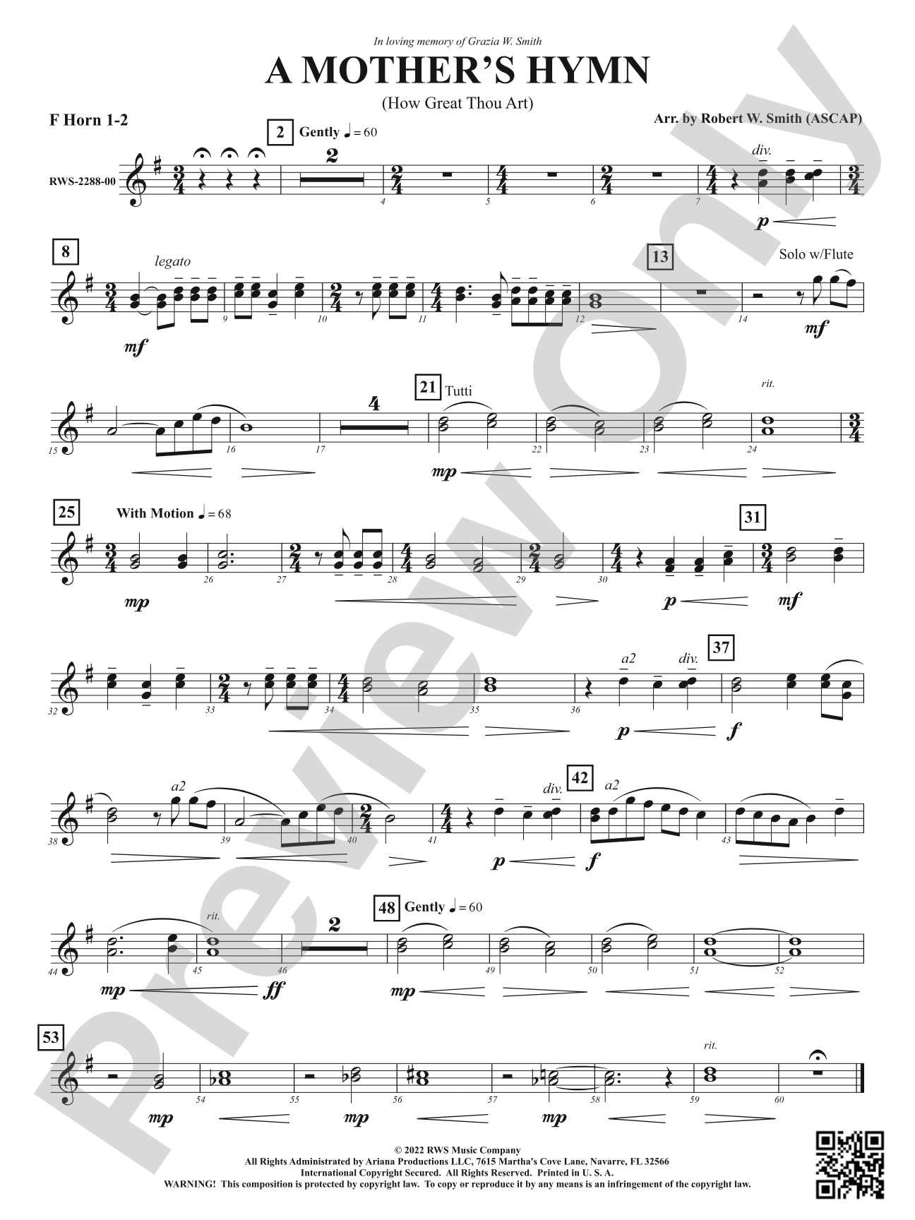 A Mother's Hymn - How Great Thou Art: 1st & 2nd F Horns
