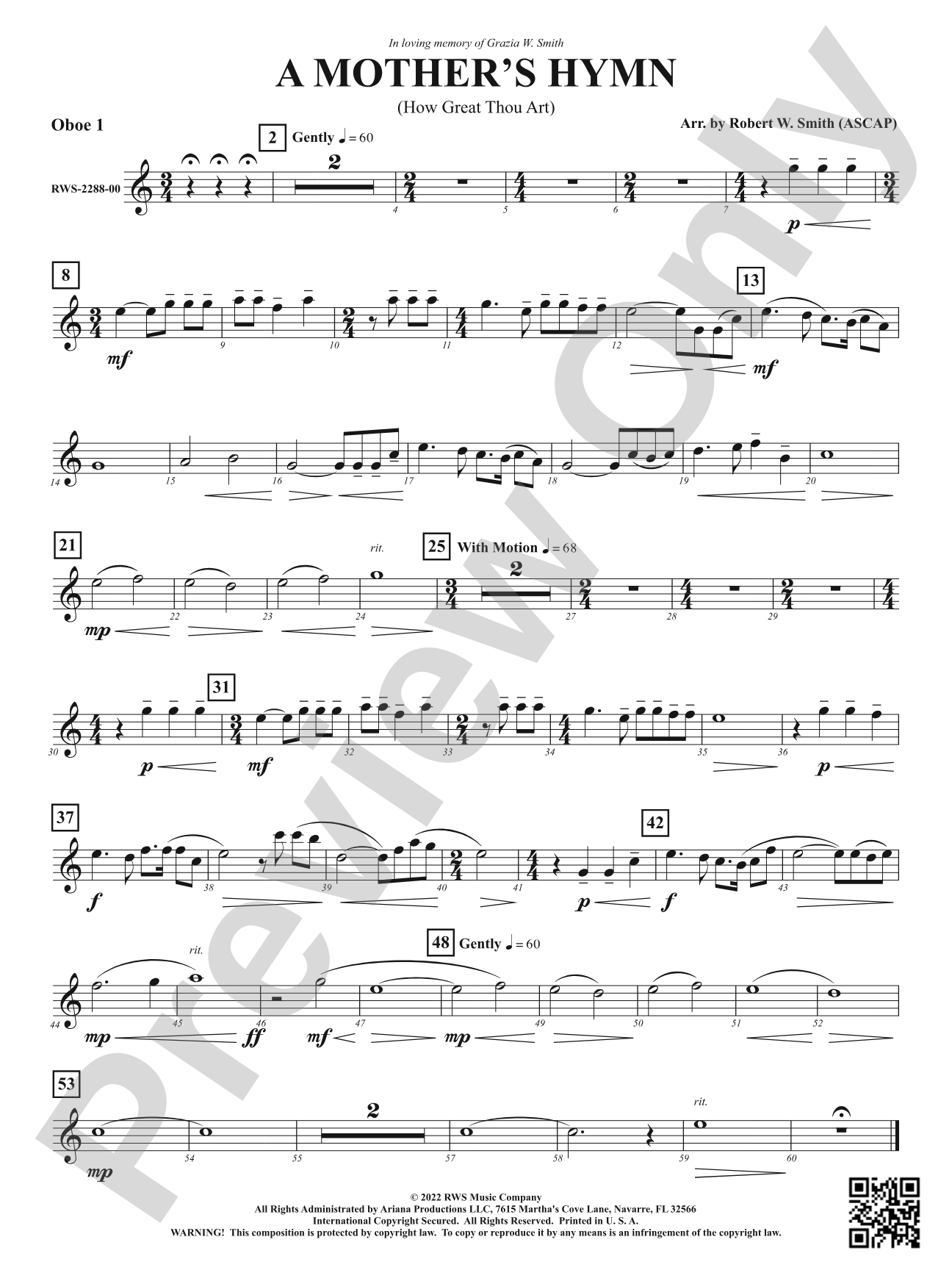 A Mother's Hymn - How Great Thou Art: Oboe