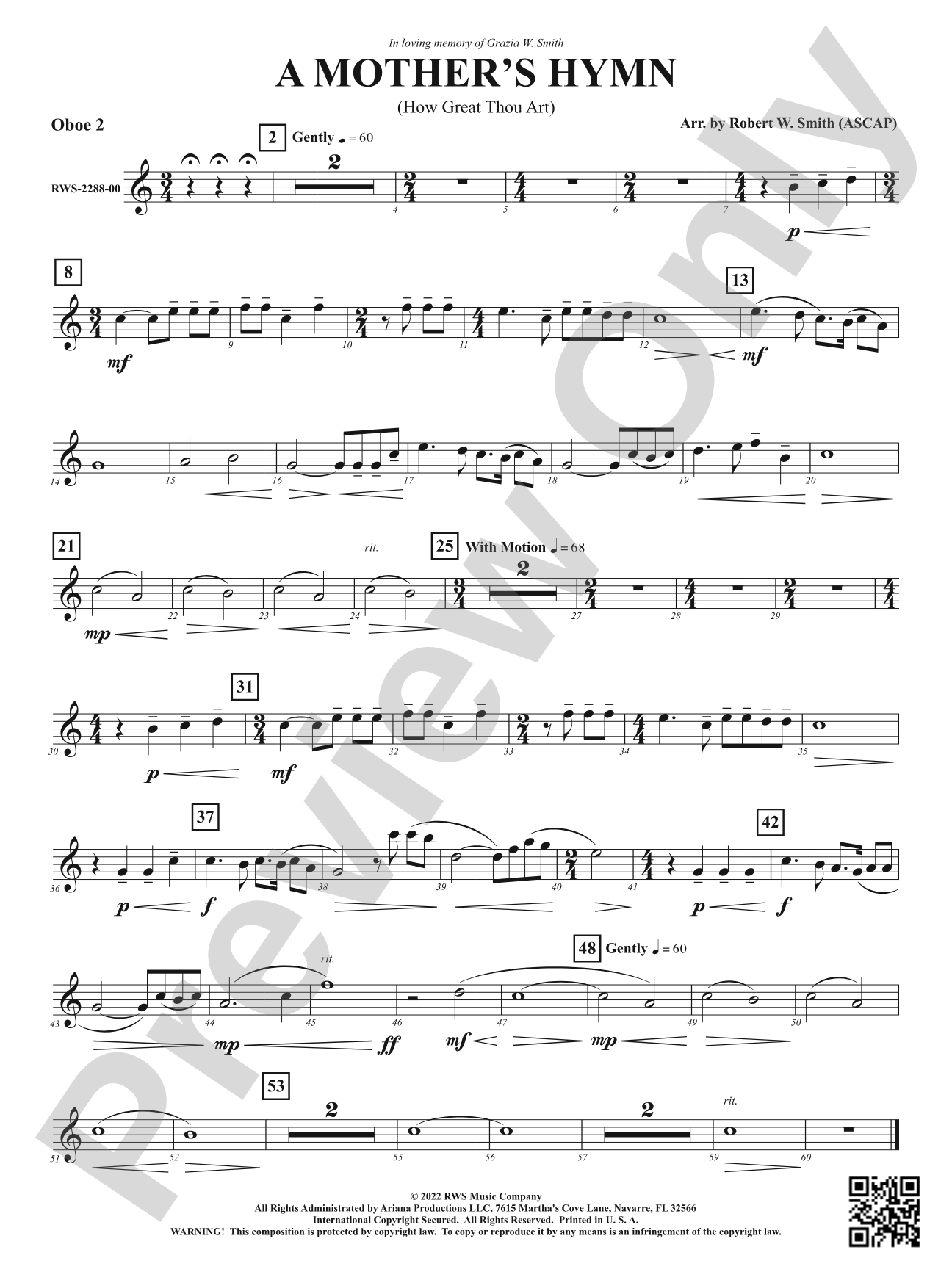 A Mother's Hymn - How Great Thou Art: 2nd Oboe