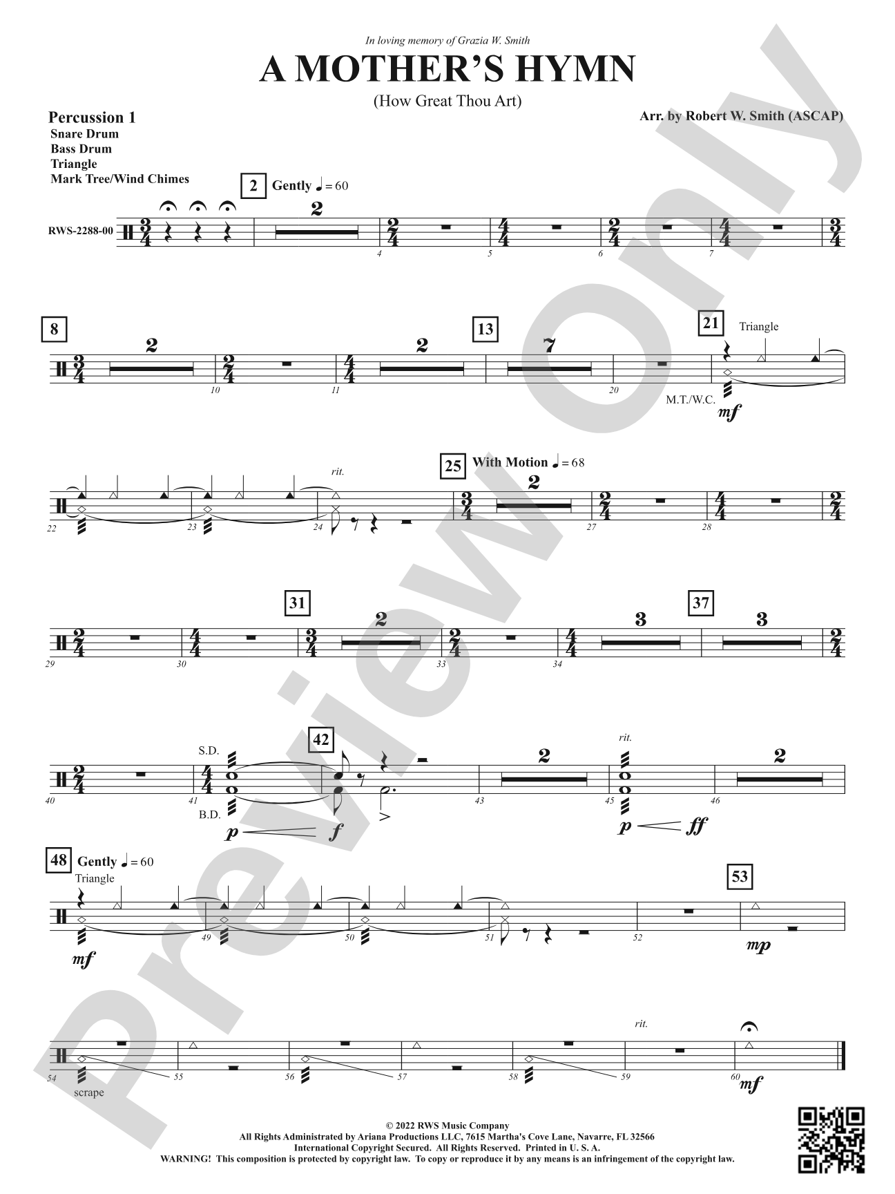 A Mother's Hymn - How Great Thou Art: 1st Percussion