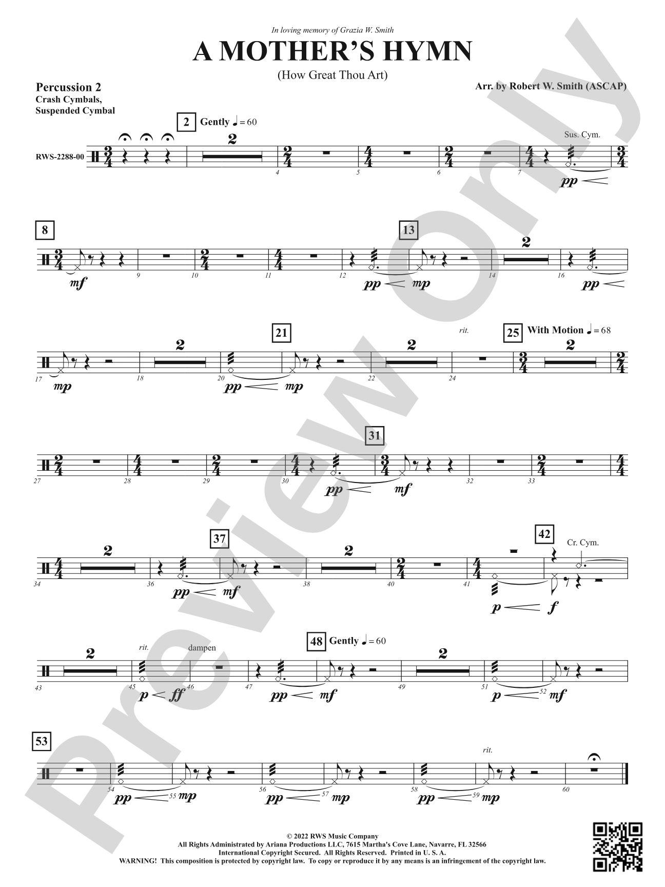 A Mother's Hymn - How Great Thou Art: 2nd Percussion