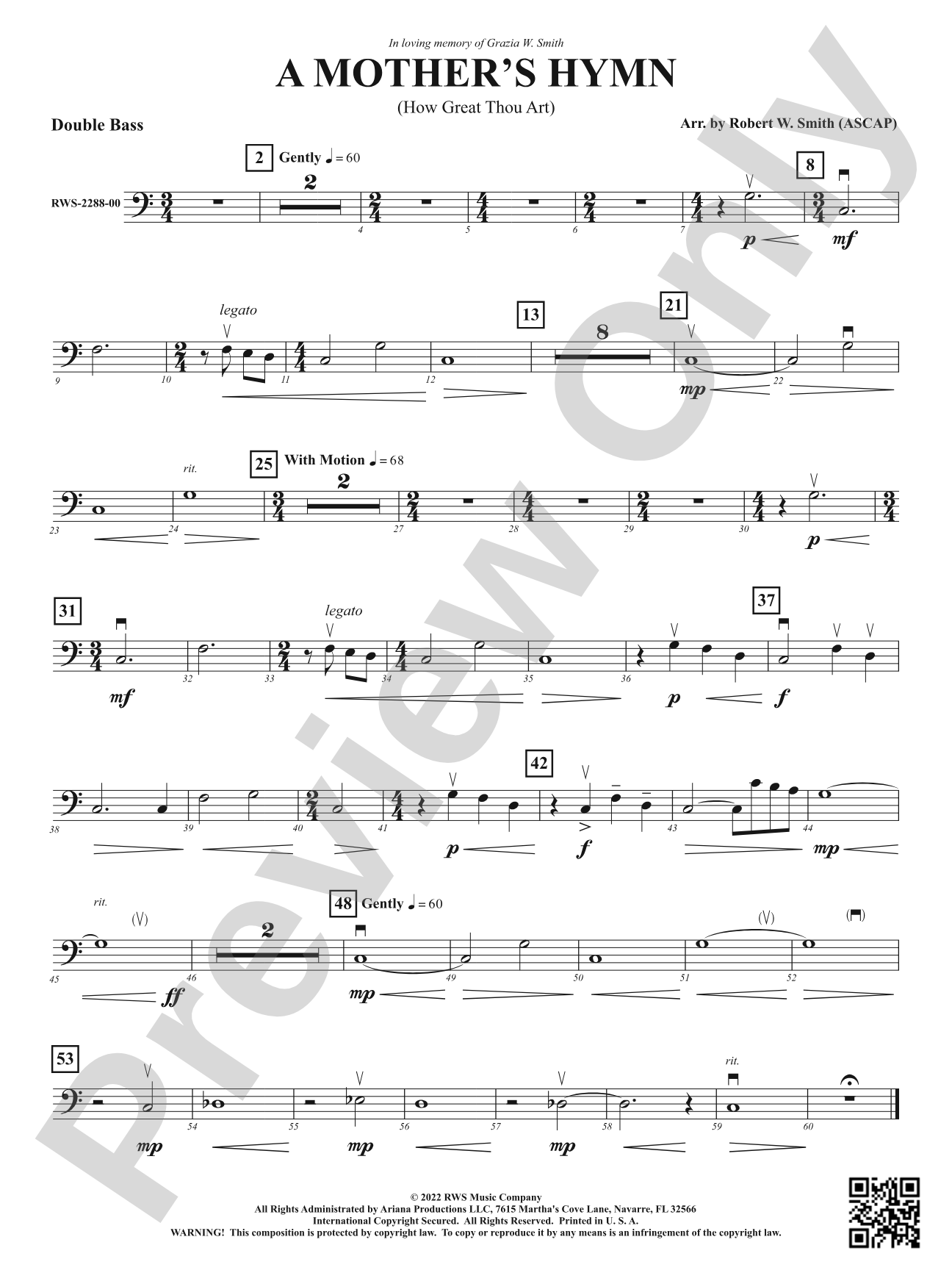 A Mother's Hymn - How Great Thou Art: String Bass