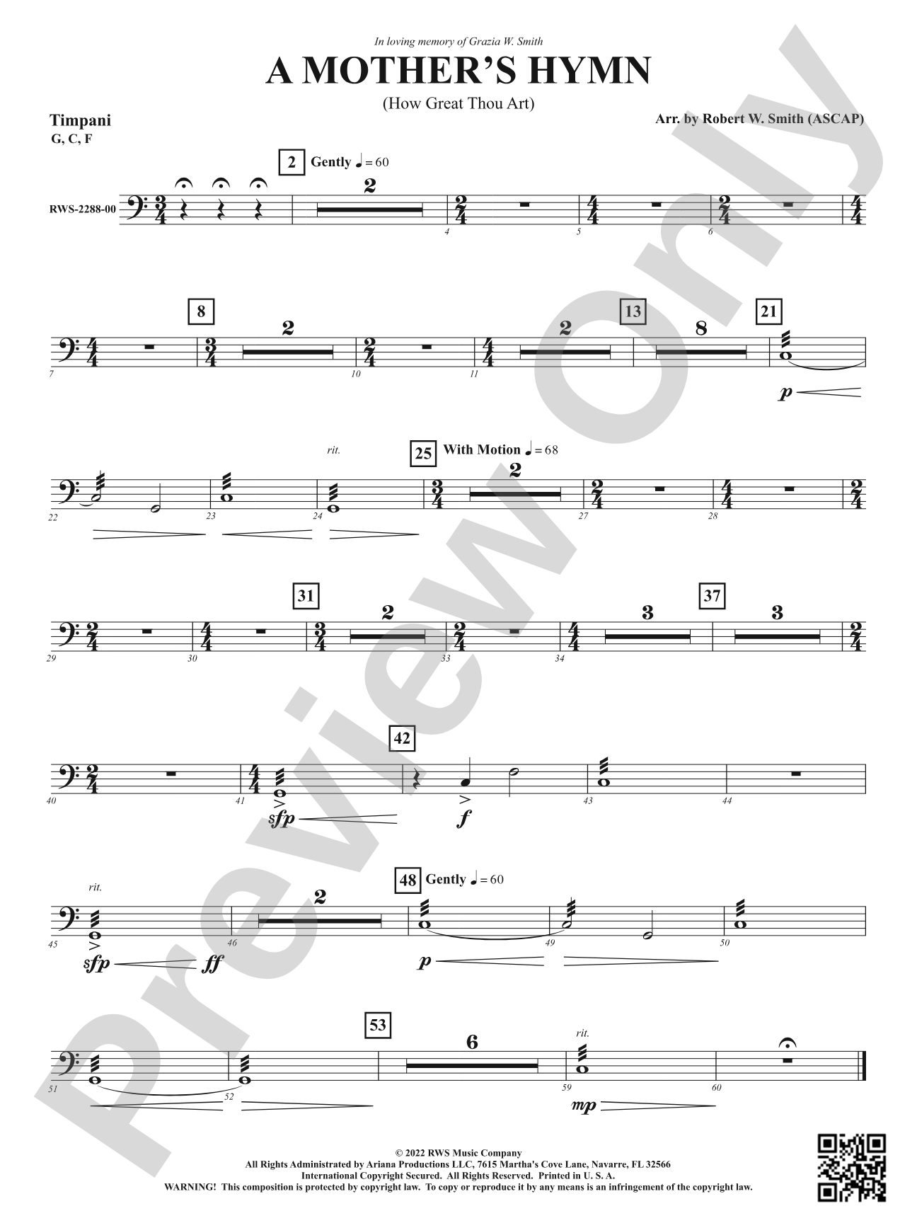A Mother's Hymn - How Great Thou Art: Timpani