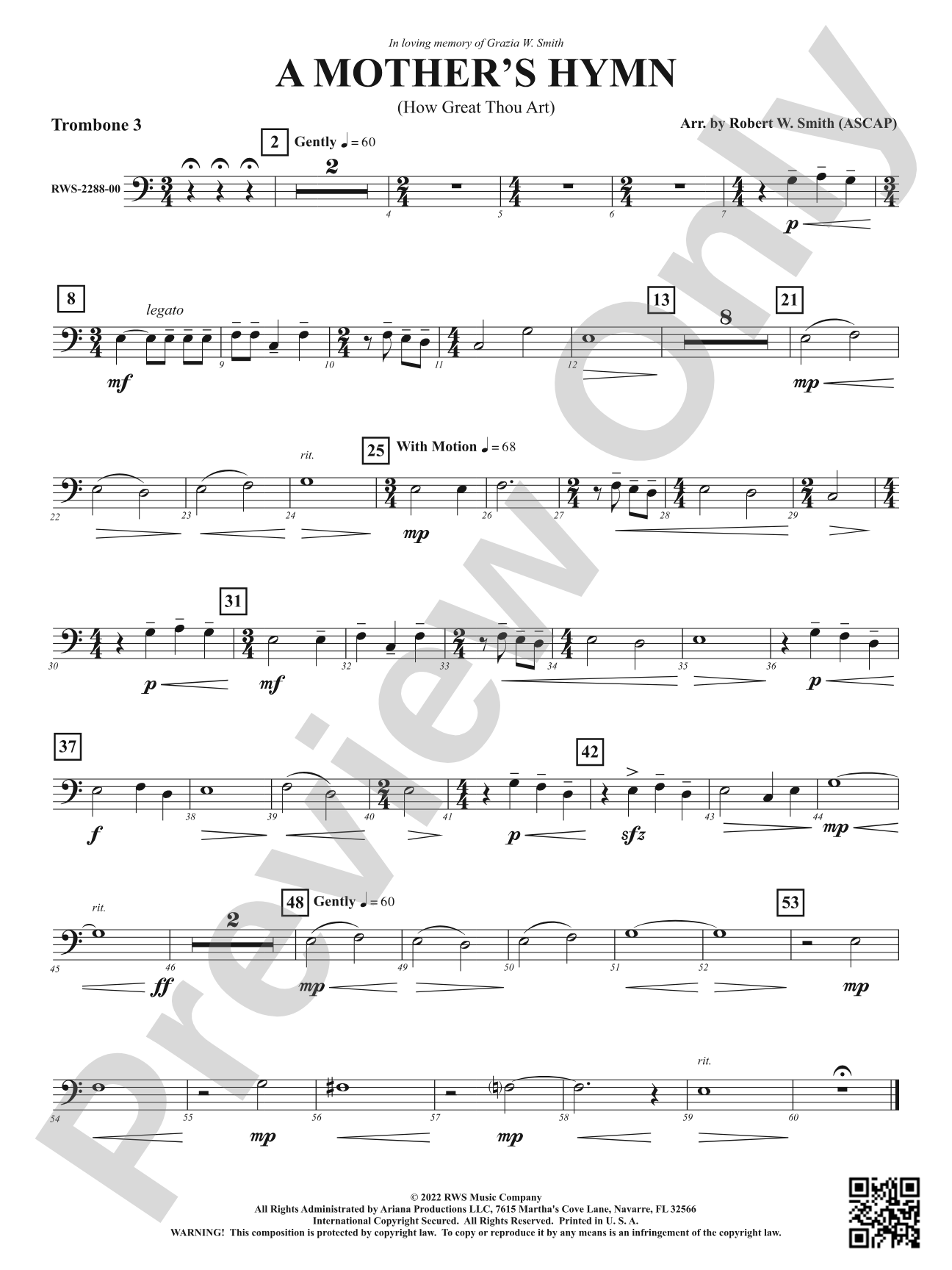 A Mother's Hymn - How Great Thou Art: 3rd Trombone