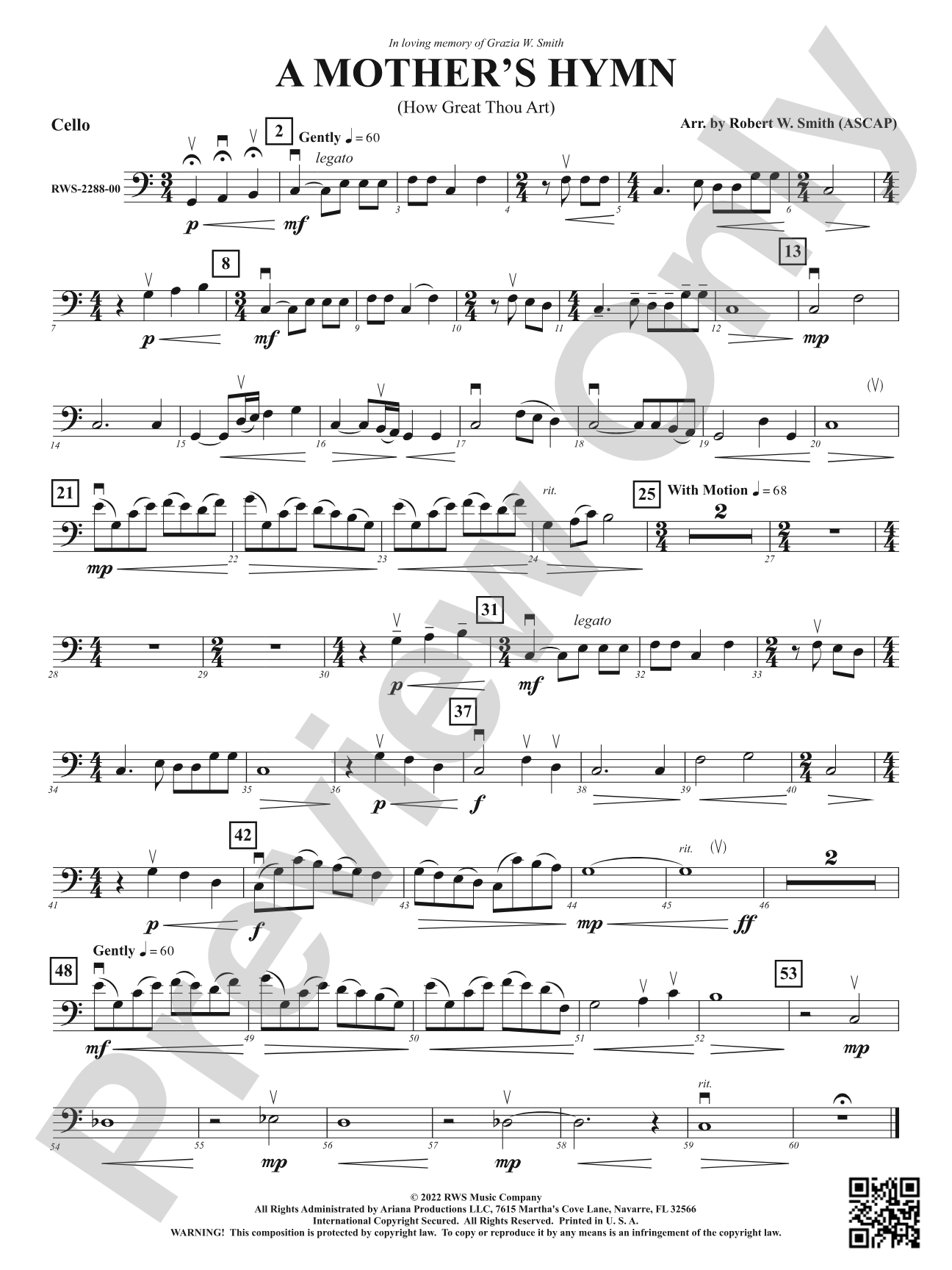 A Mother's Hymn - How Great Thou Art: Cello