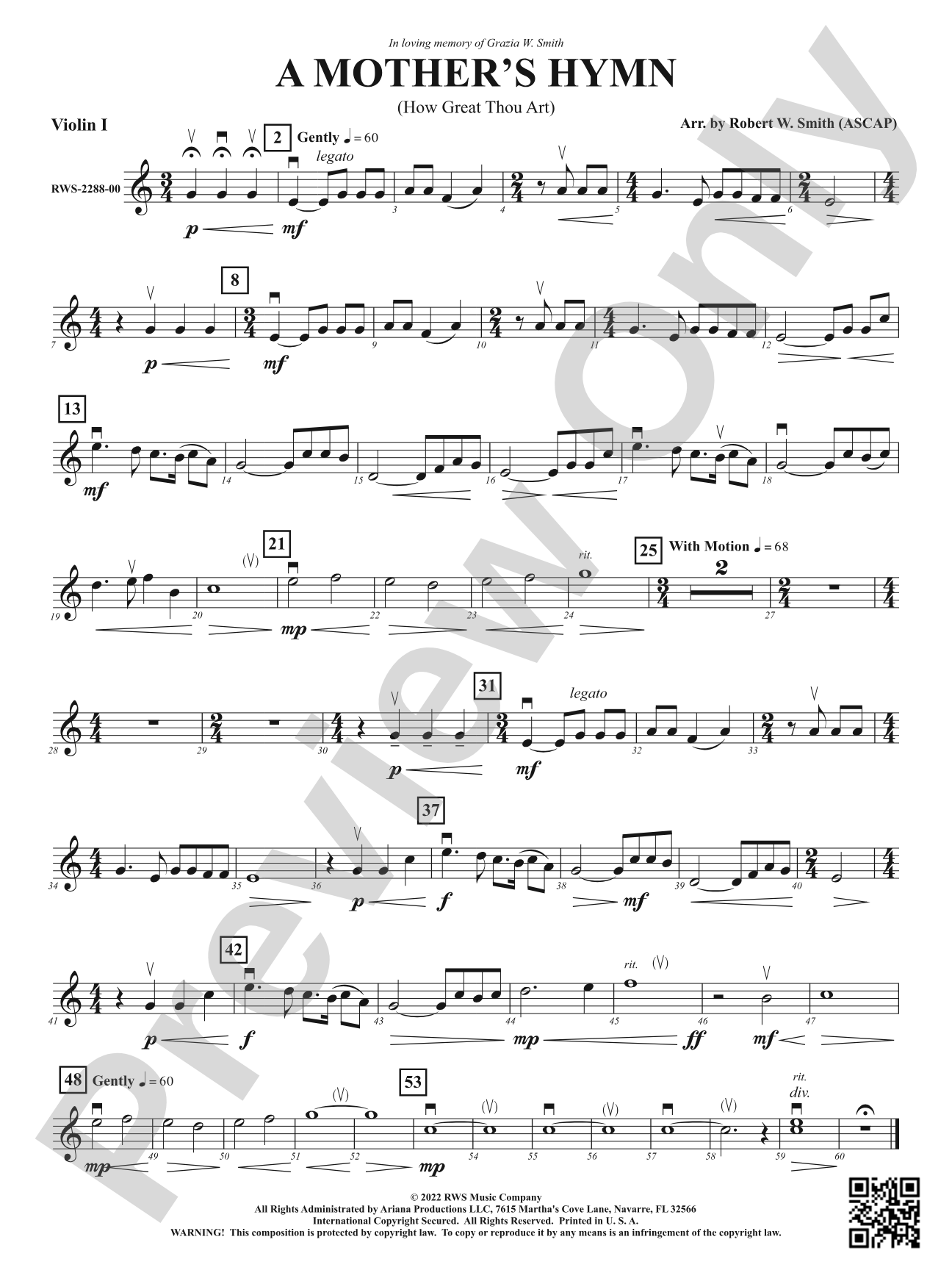 A Mother's Hymn - How Great Thou Art: 1st Violin