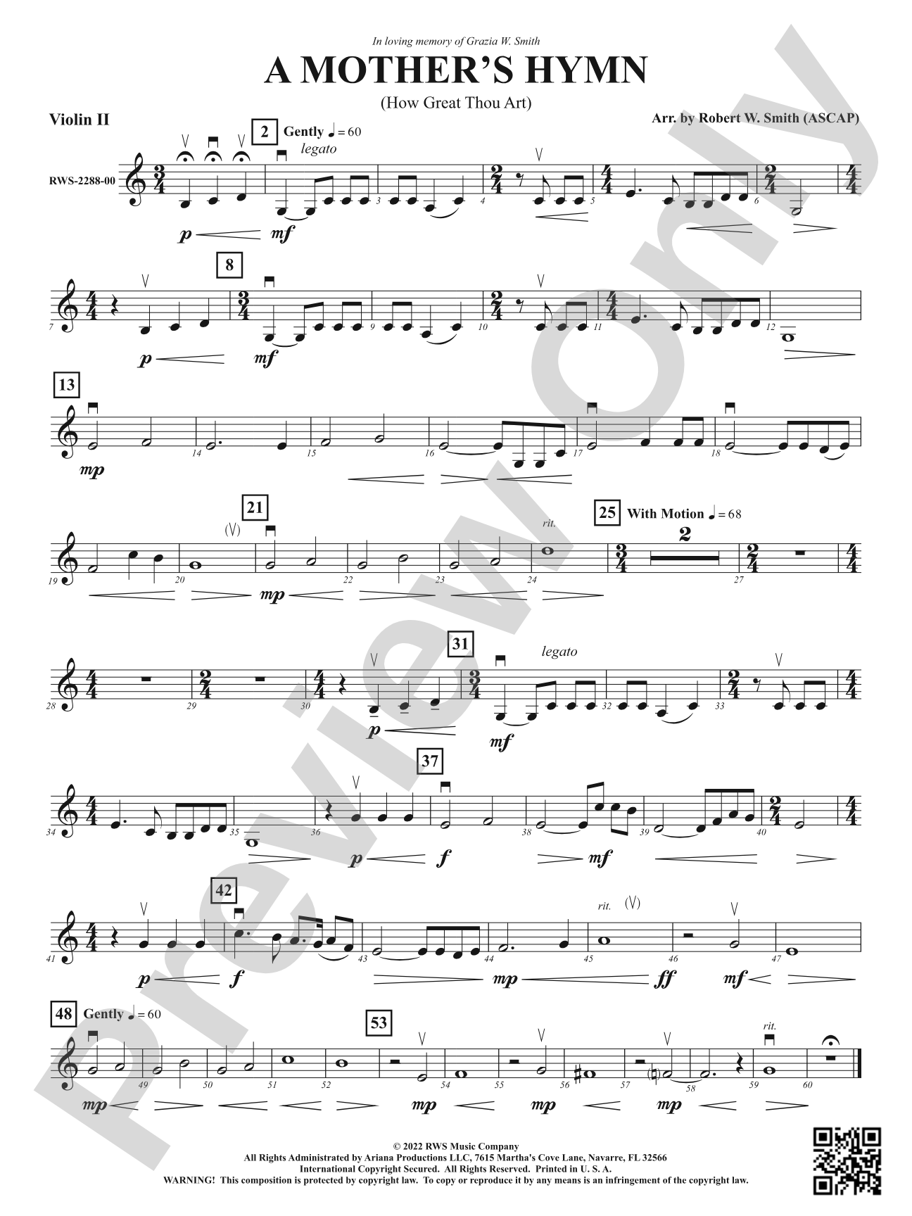 A Mother's Hymn - How Great Thou Art: 2nd Violin