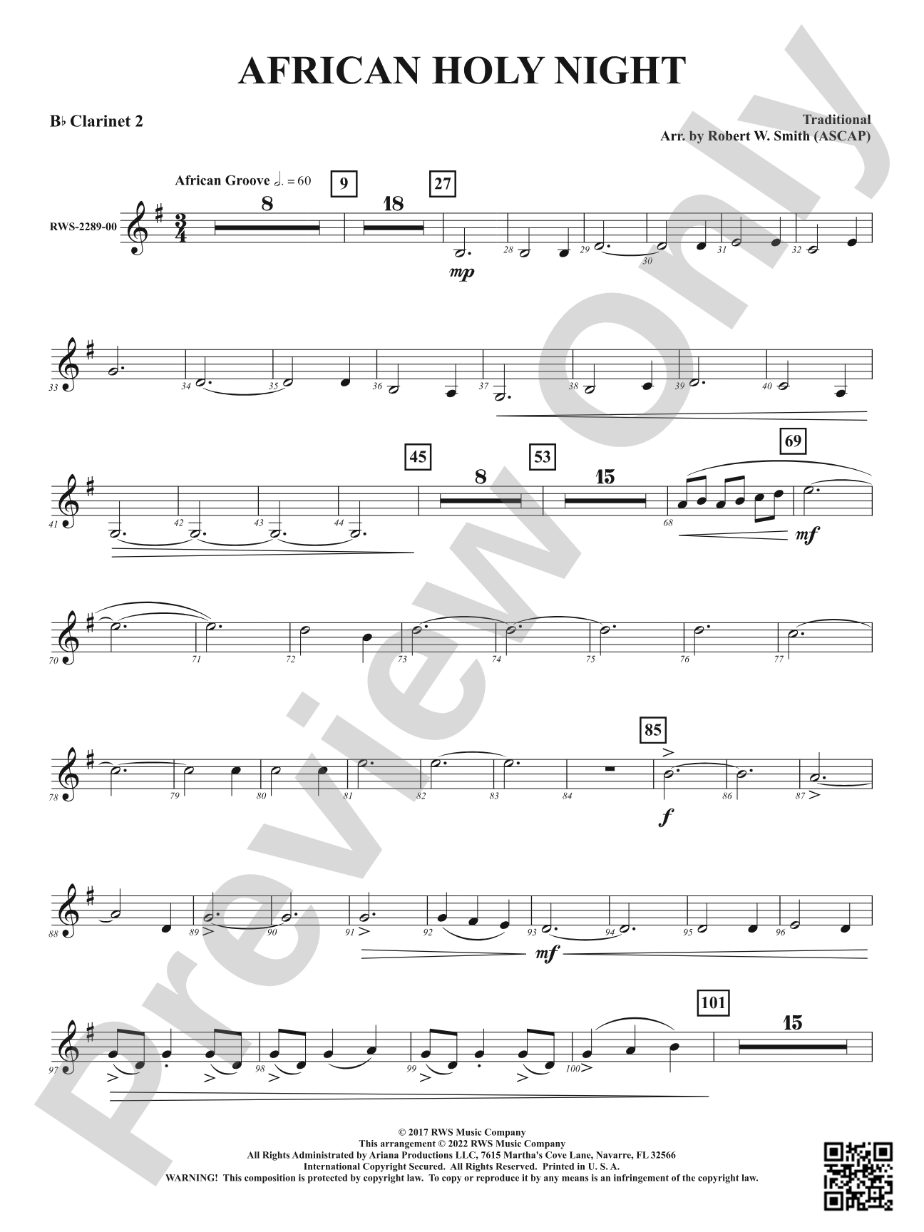 African Holy Night: 2nd B-flat Clarinet
