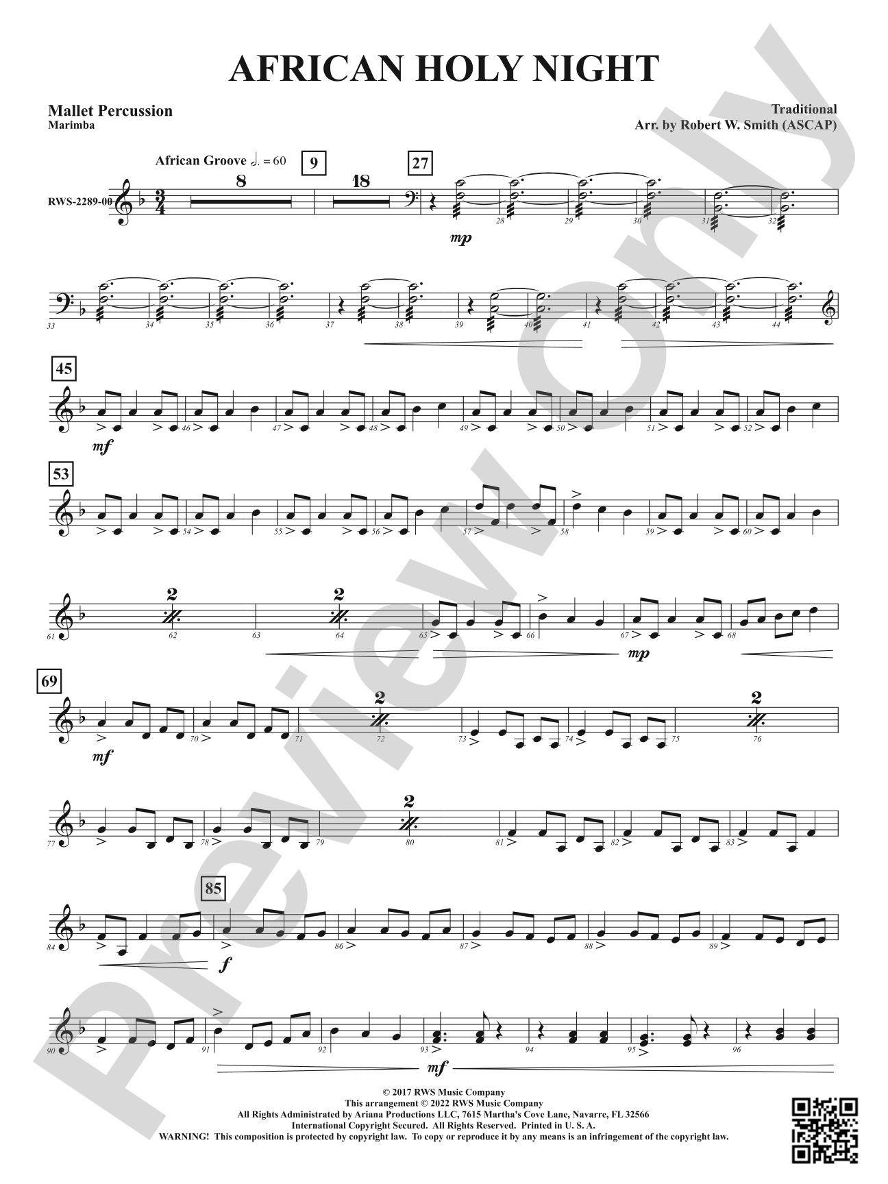 African Holy Night: 1st Mallet Percussion