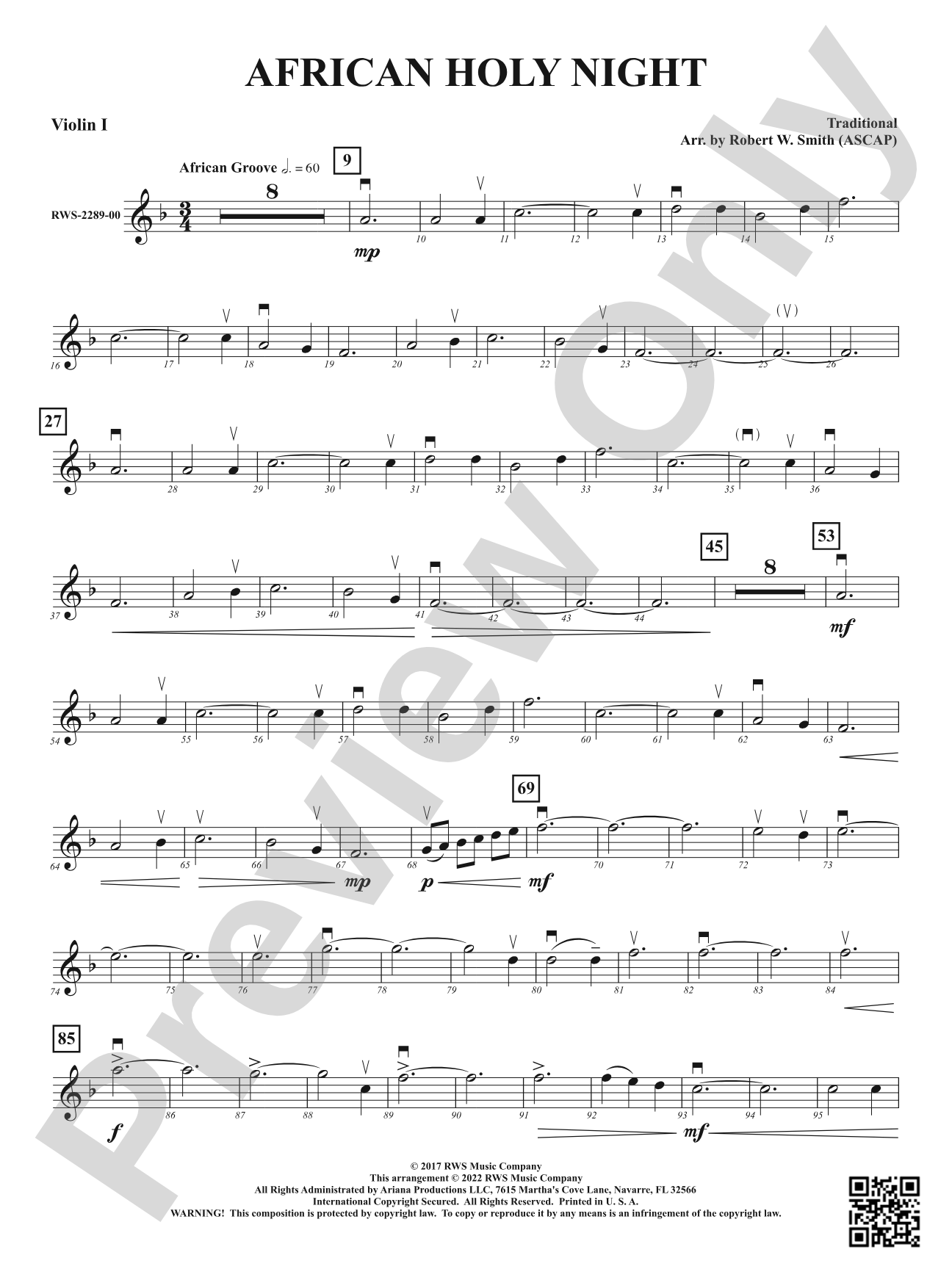 African Holy Night: 1st Violin