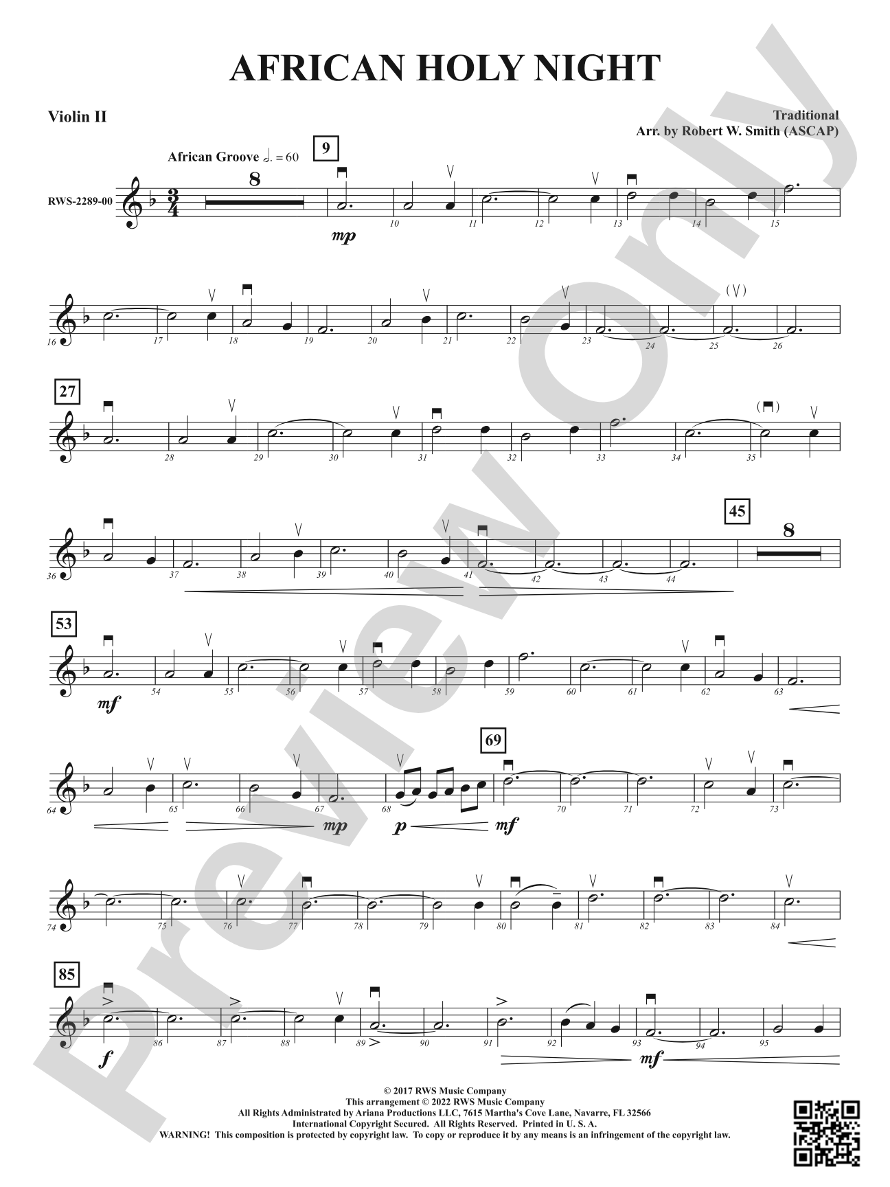 African Holy Night: 2nd Violin