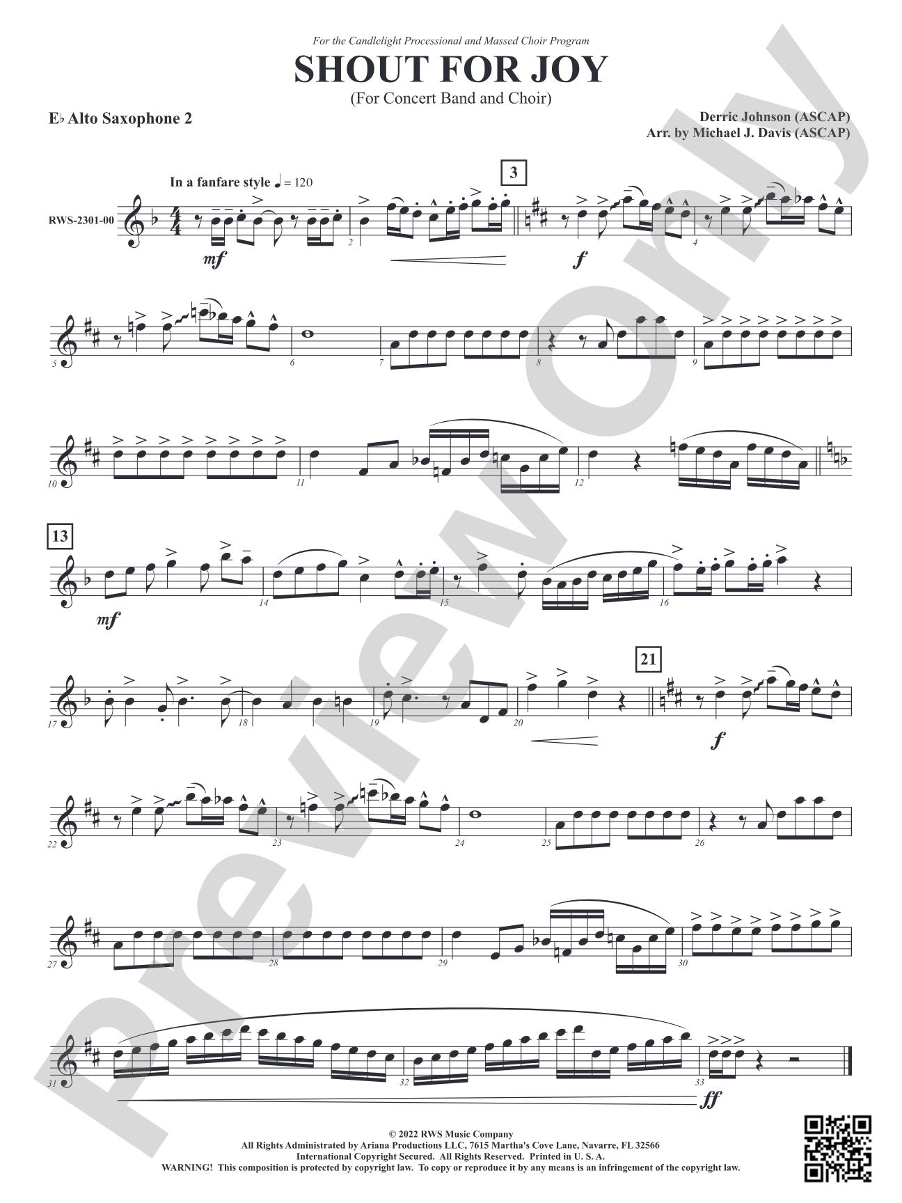 Shout for Joy - For Concert Band and Choir: 2nd E-flat Alto Saxophone