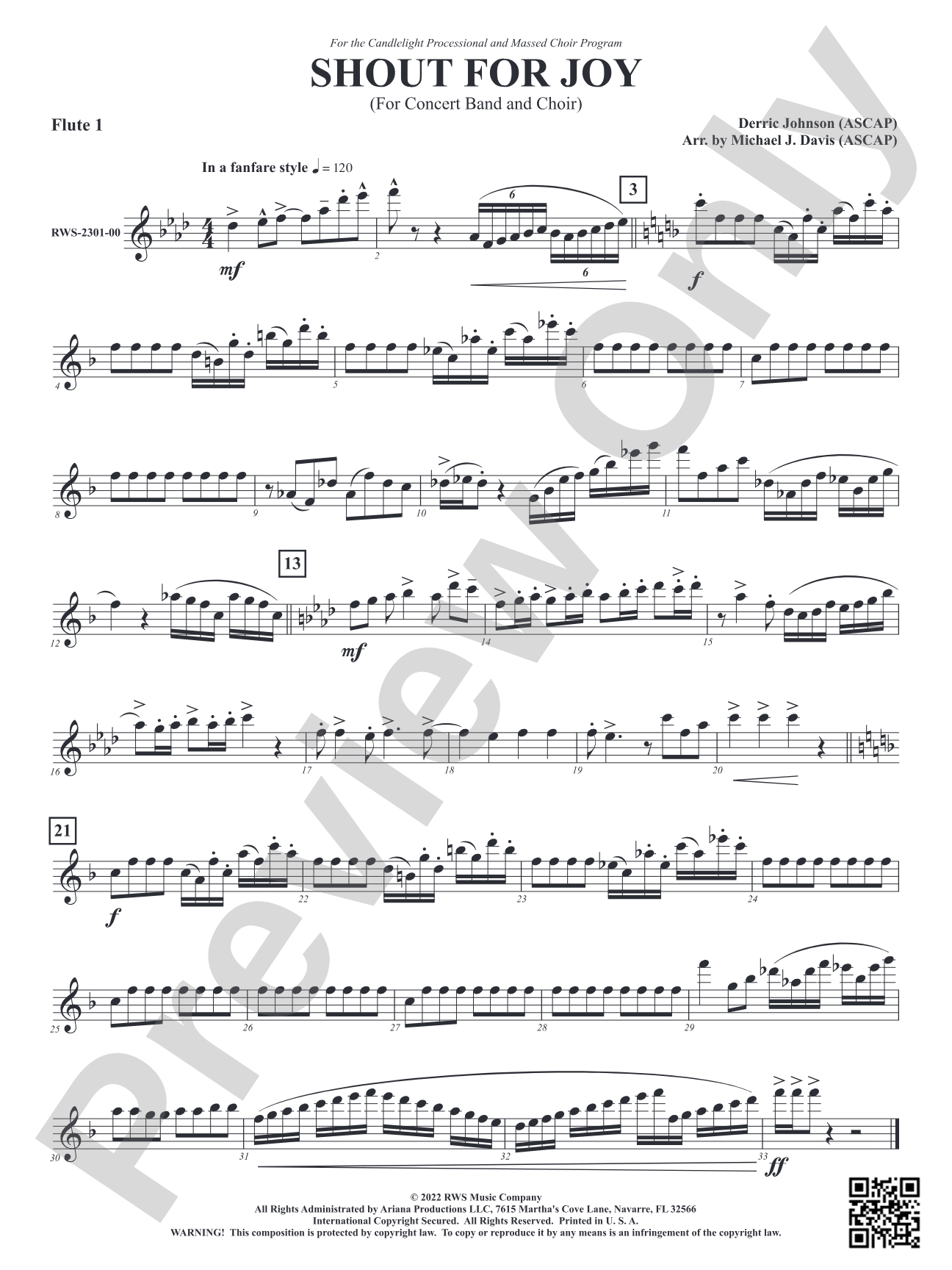 Shout for Joy - For Concert Band and Choir: 1st Flute
