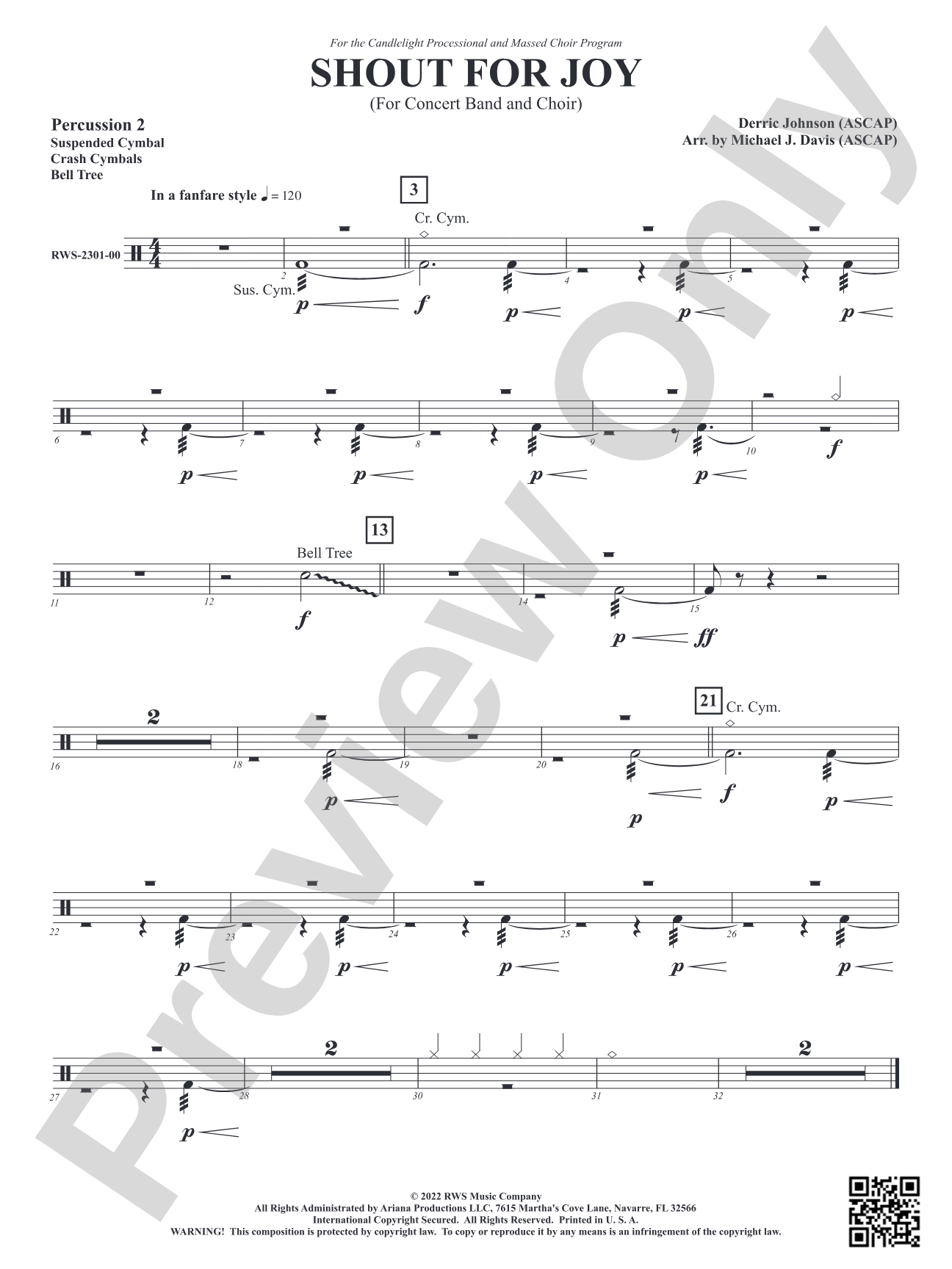 Shout for Joy - For Concert Band and Choir: 2nd Percussion