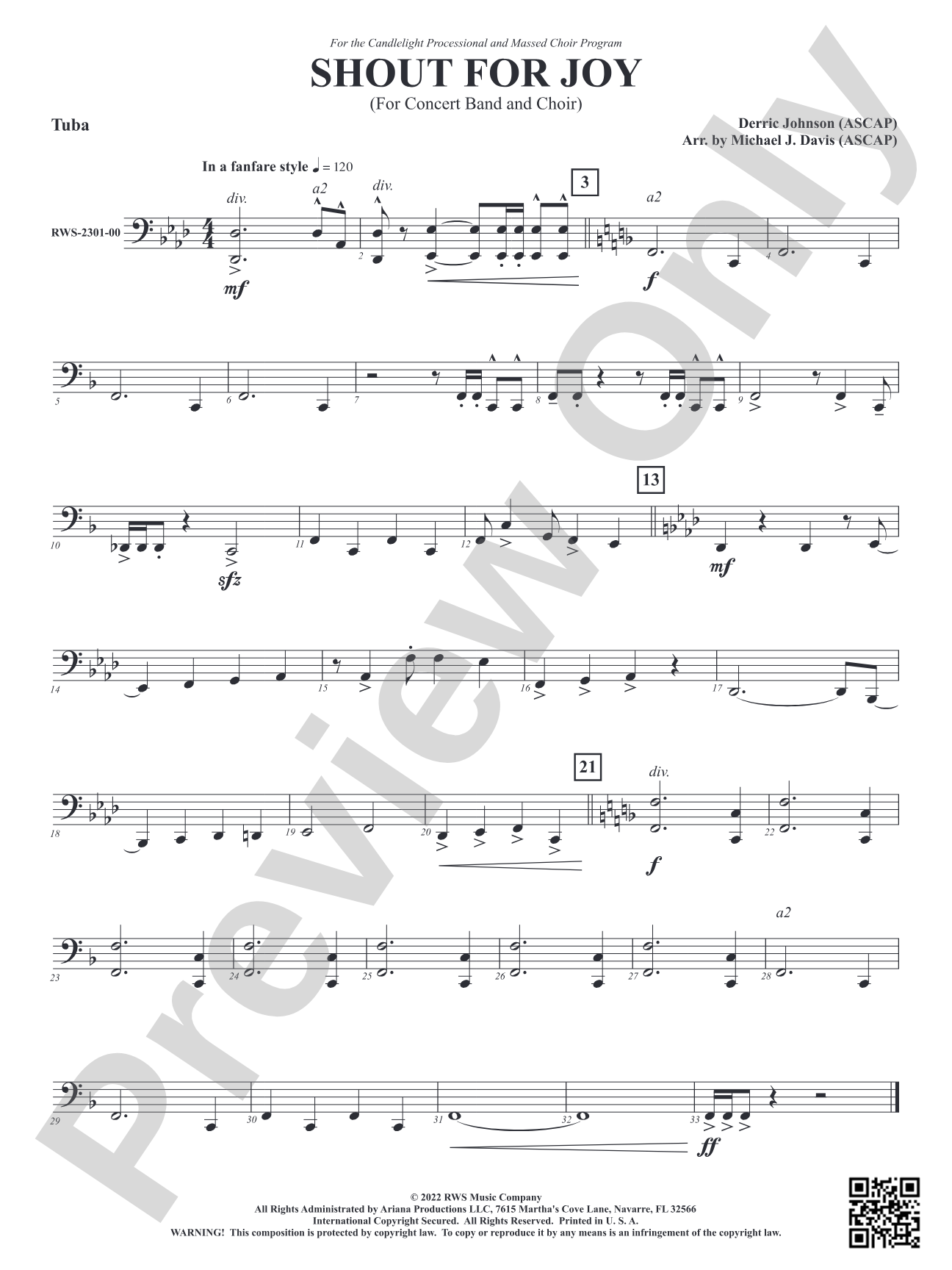 Shout for Joy - For Concert Band and Choir: Tuba