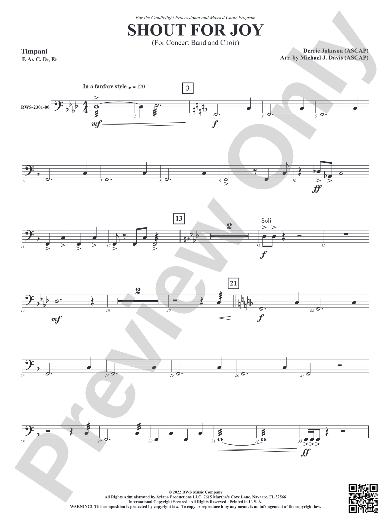 Shout for Joy - For Concert Band and Choir: Timpani