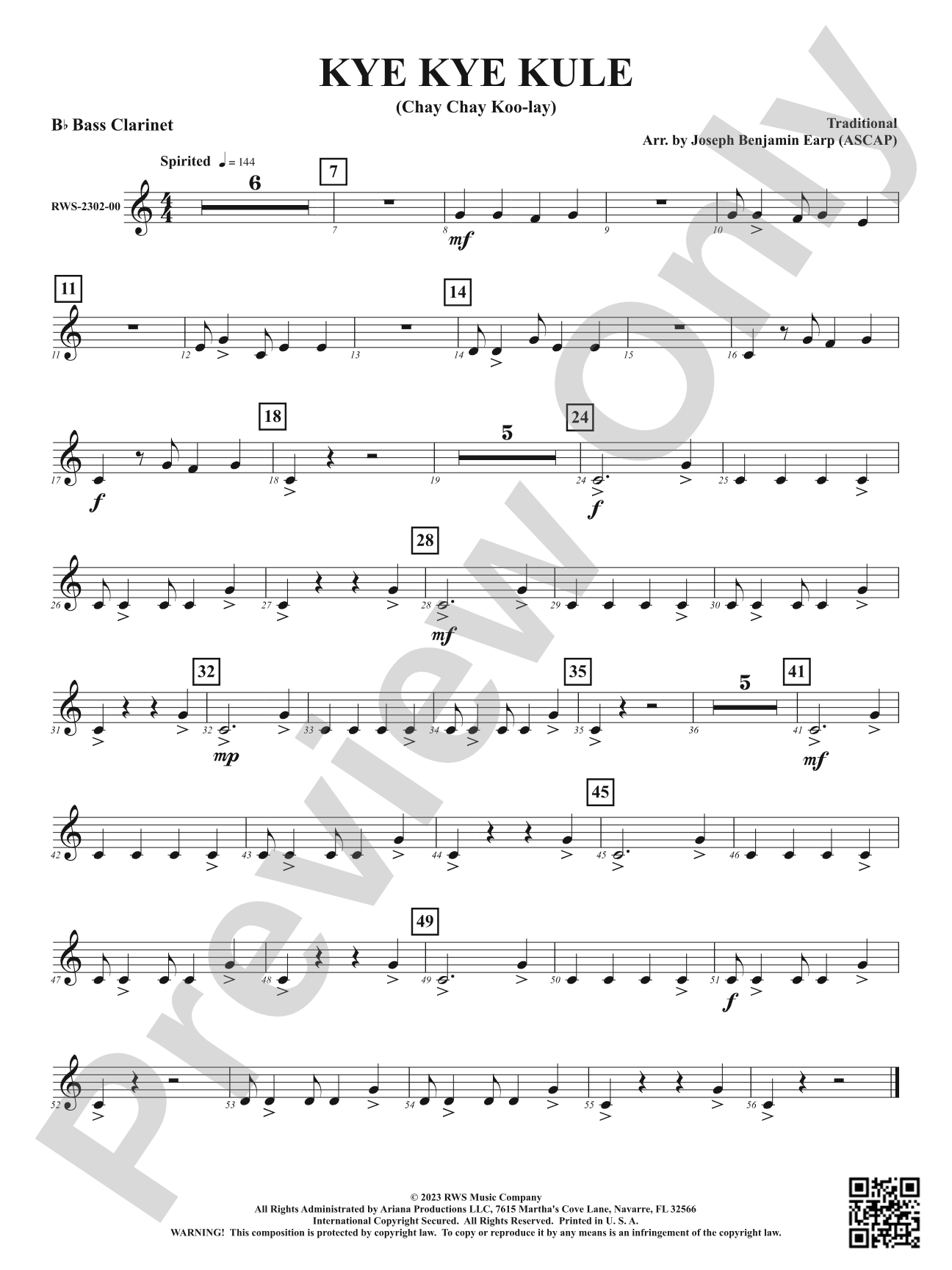 Kye Kye Kule - Chay Chay Koo-lay: B-flat Bass Clarinet