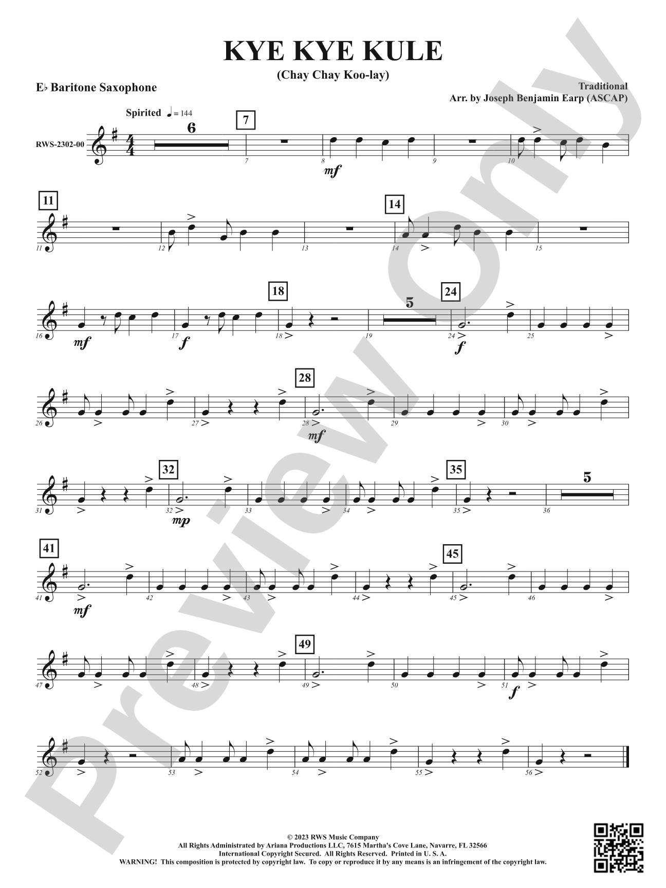 Kye Kye Kule - Chay Chay Koo-lay: E-flat Baritone Saxophone