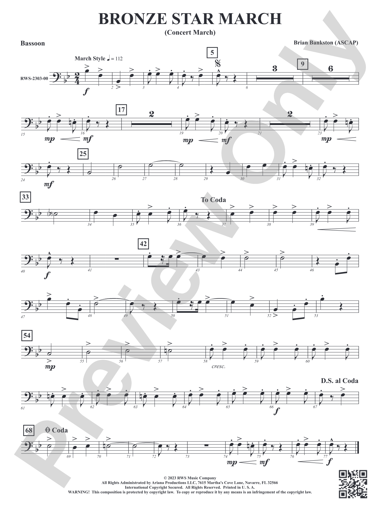 Bronze Star March - Concert March: Bassoon